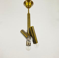 Italian Midcentury Brass 3-Arm Chandelier in the style of Stilnovo, Italy, 1950s