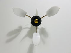 Italian Midcentury Brass 3-Arm Sputnik Chandelier, 1950s