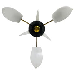 Italian Midcentury Brass 3-Arm Sputnik Chandelier, 1950s