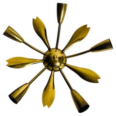Italian Midcentury Brass 5-Arm Sputnik Chandelier, 1950s