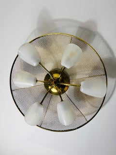 Araña Sputnik italiana de latón de 6 brazos de mediados de siglo, años 50