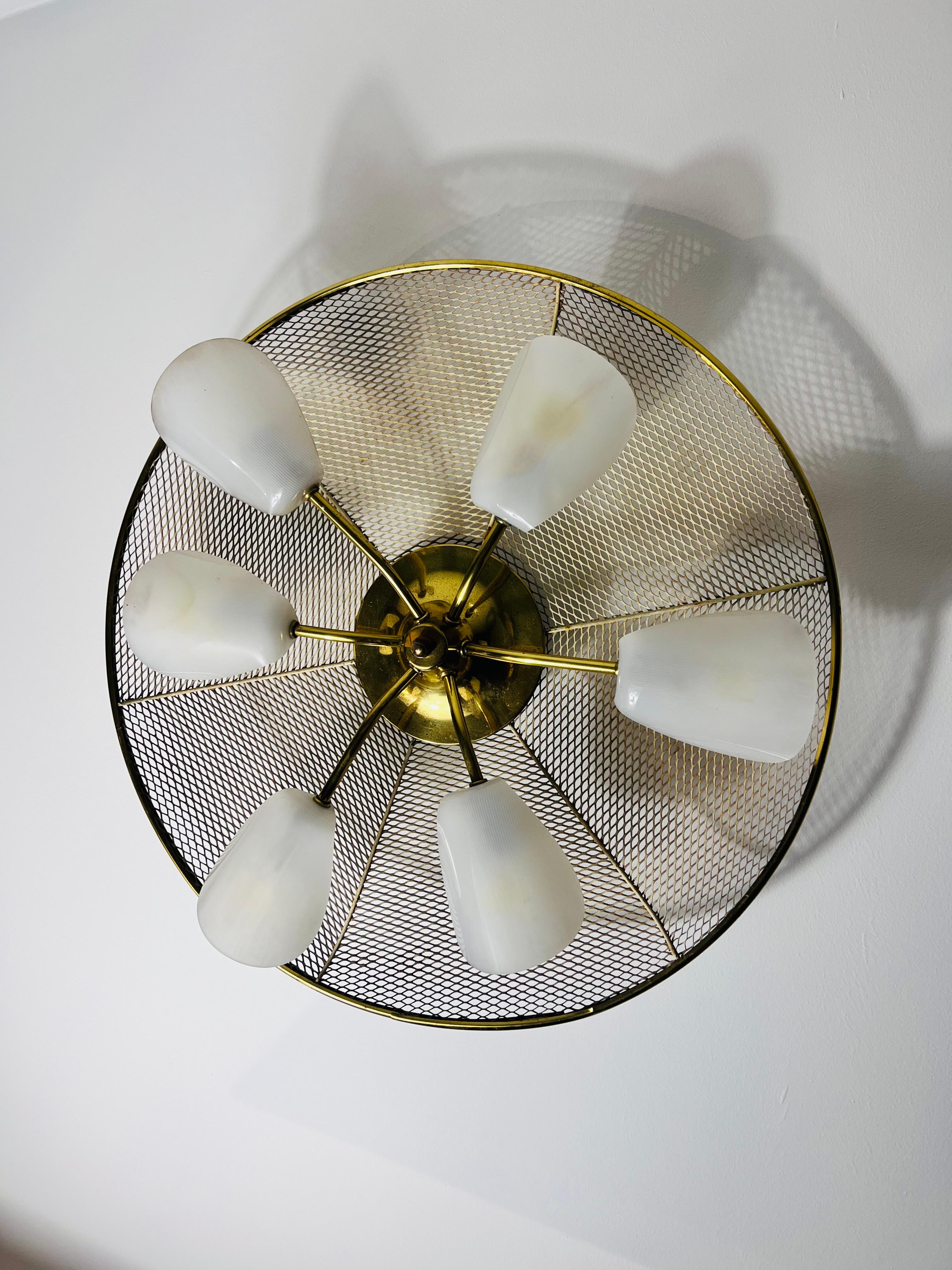 Mid-Century Modern Italian Midcentury Brass 6-Arm Sputnik Chandelier, 1950s For Sale