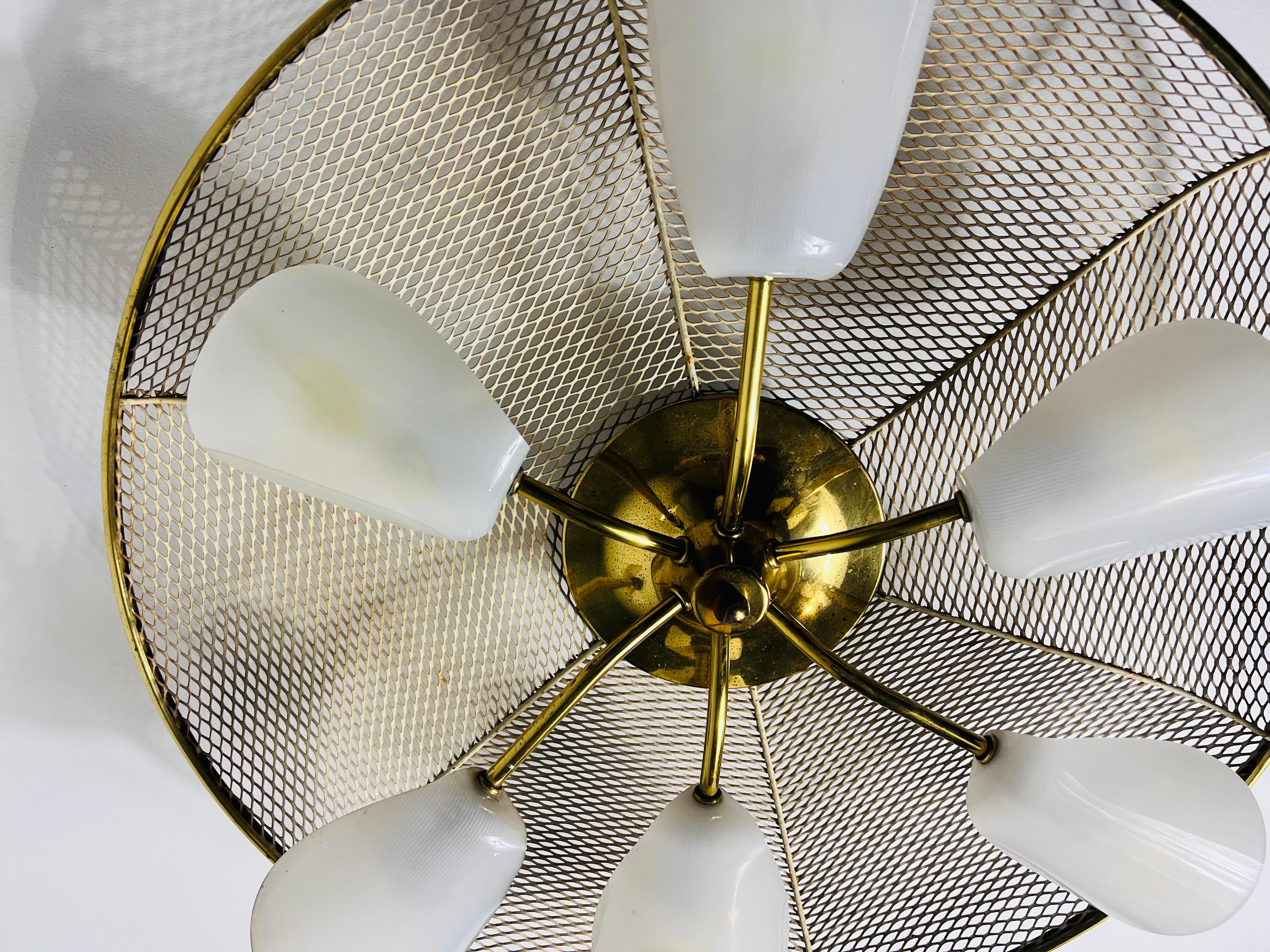 Italian Midcentury Brass 6-Arm Sputnik Chandelier, 1950s For Sale 2