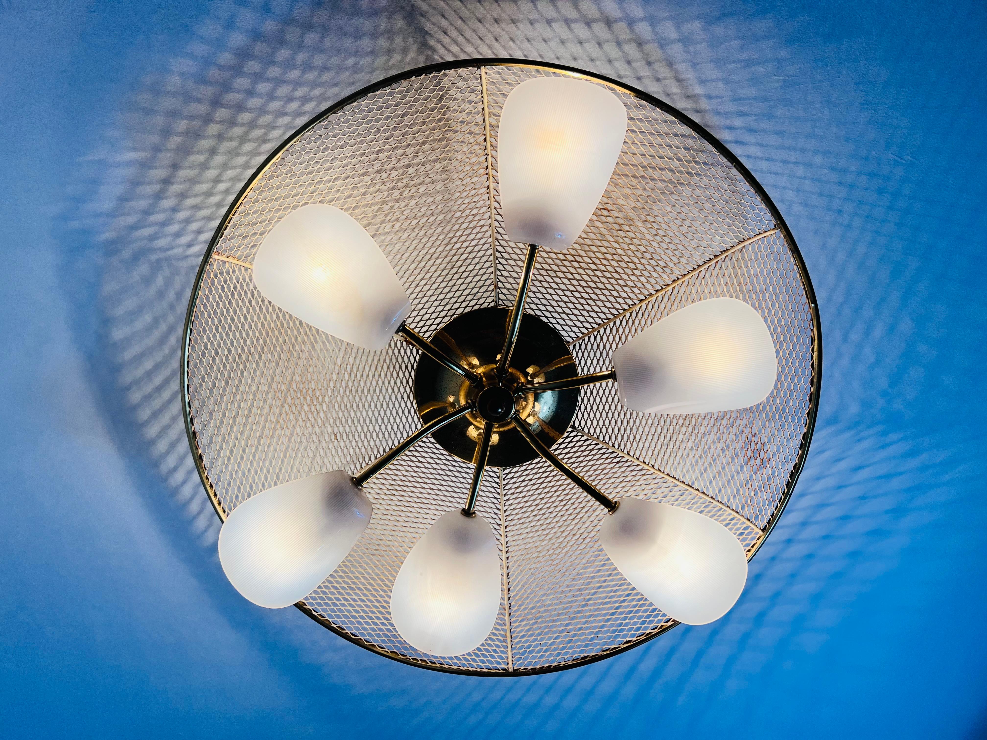 Italian Midcentury Brass 6-Arm Sputnik Chandelier, 1950s For Sale 3