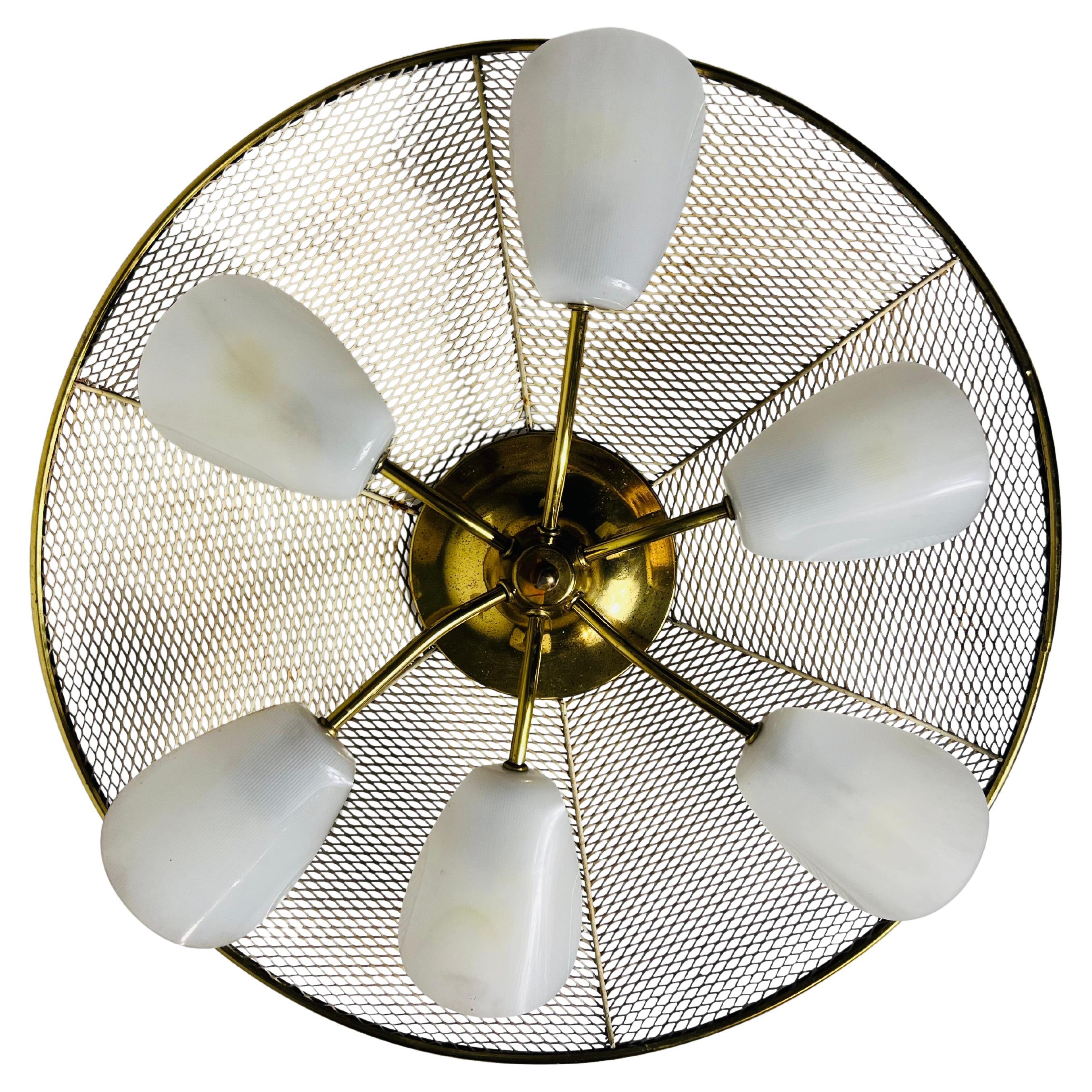 Italian Midcentury Brass 6-Arm Sputnik Chandelier, 1950s