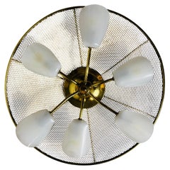 Italian Midcentury Brass 6-Arm Sputnik Chandelier, 1950s