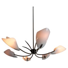 Italian Midcentury Brass 6-Arm Sputnik Chandelier, 1950s