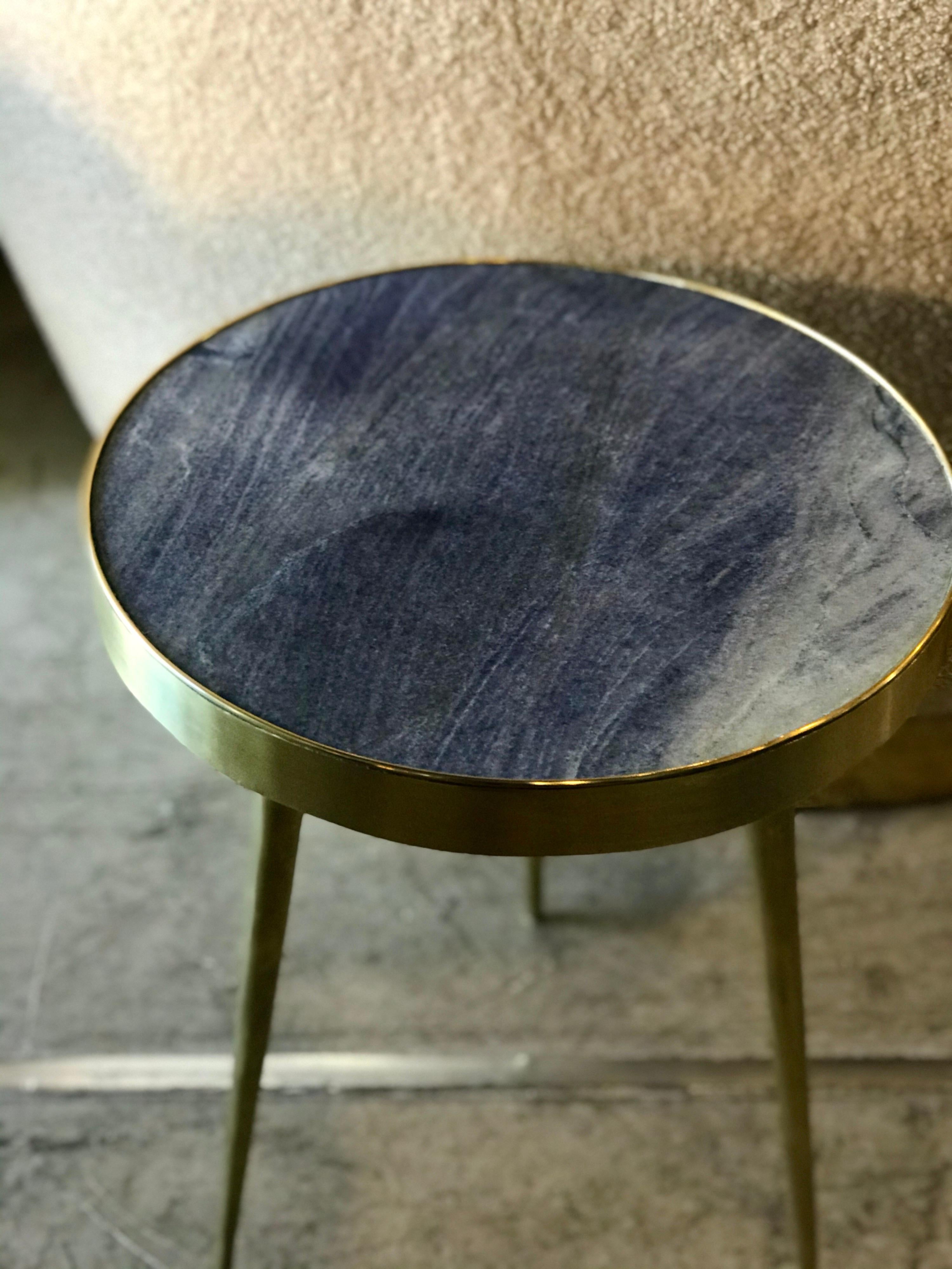 Mid-Century Modern Italian Midcentury Brass and Blue Lapis Marble Side Tables