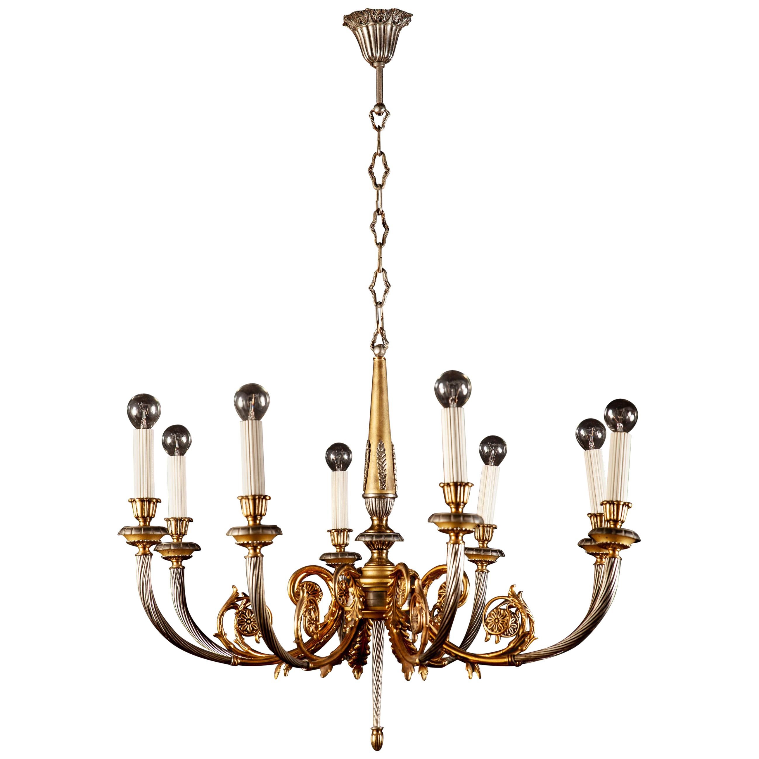 Lustre italien du milieu du siècle dernier en laiton et chrome, années 1950