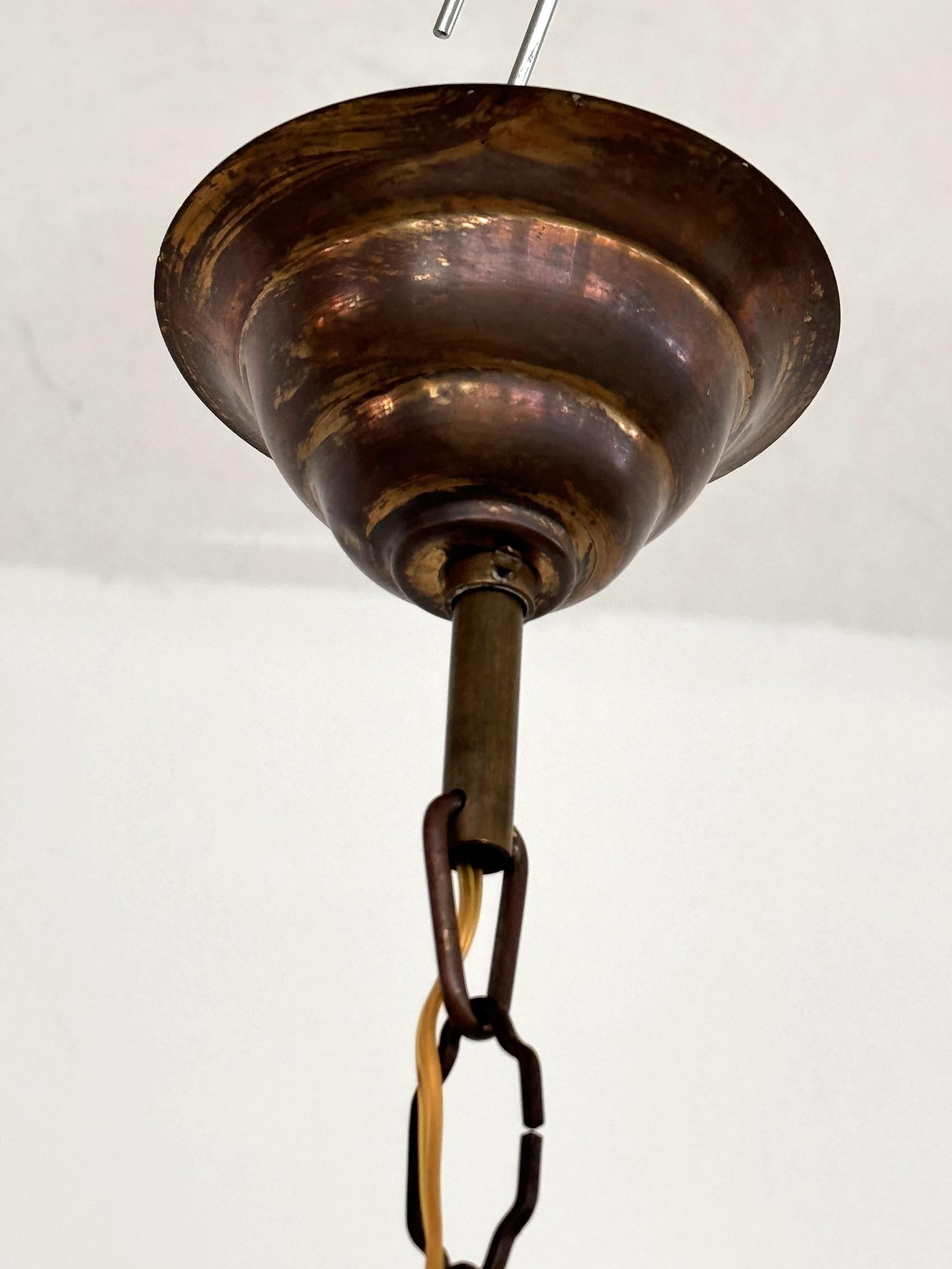 Italian Midcentury Brass and Cut Glass Lantern or Pendant Lamp, 1960s For Sale 5