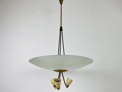 Italian Midcentury Brass and Glass Chandelier, 1950s