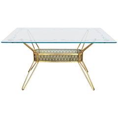 Italian Midcentury Brass and Glass Coffee Table, 1950s
