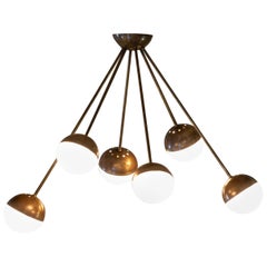 italian midcentury brass and glass pendant