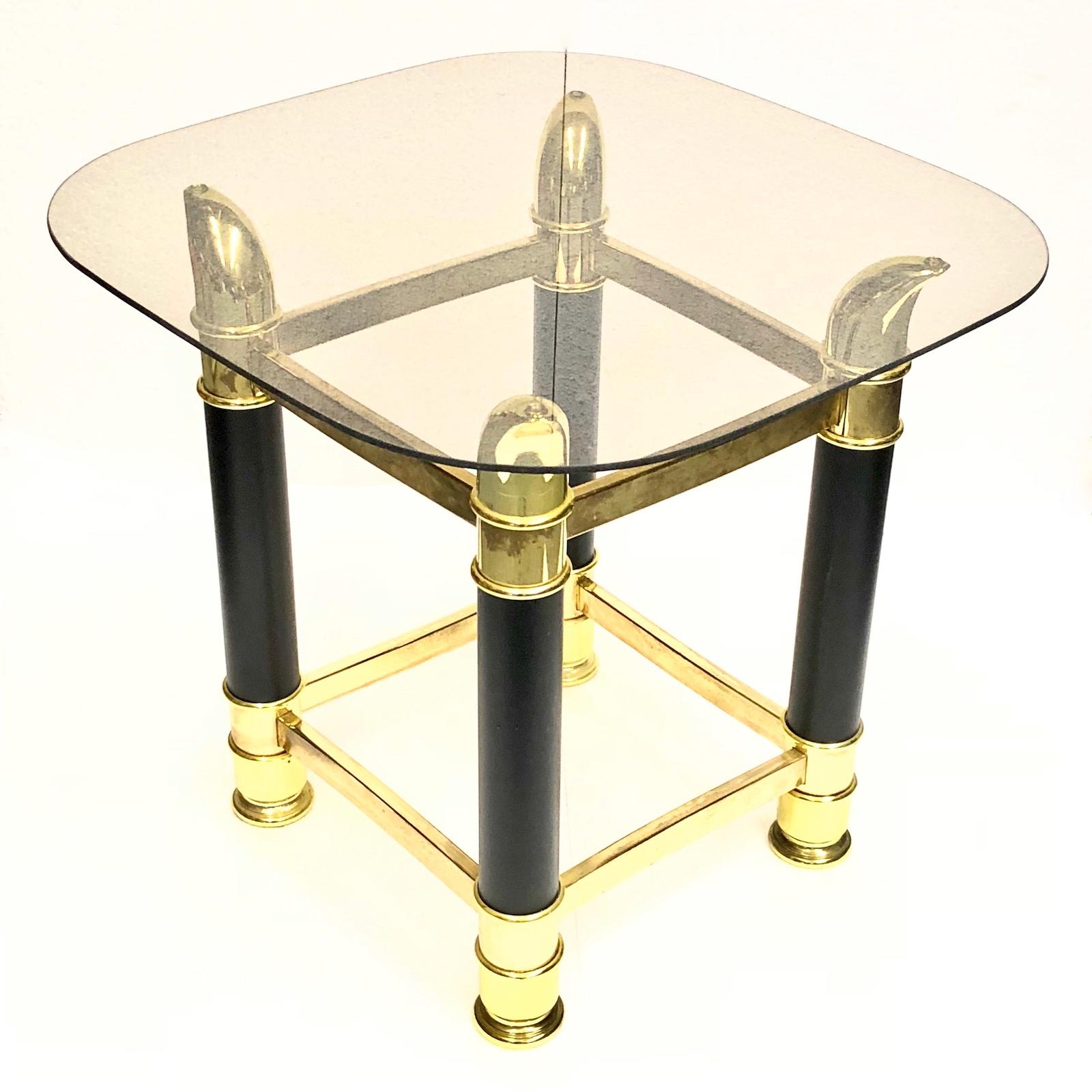 Italian Midcentury Brass and Glass Side Table, 1970s For Sale 5