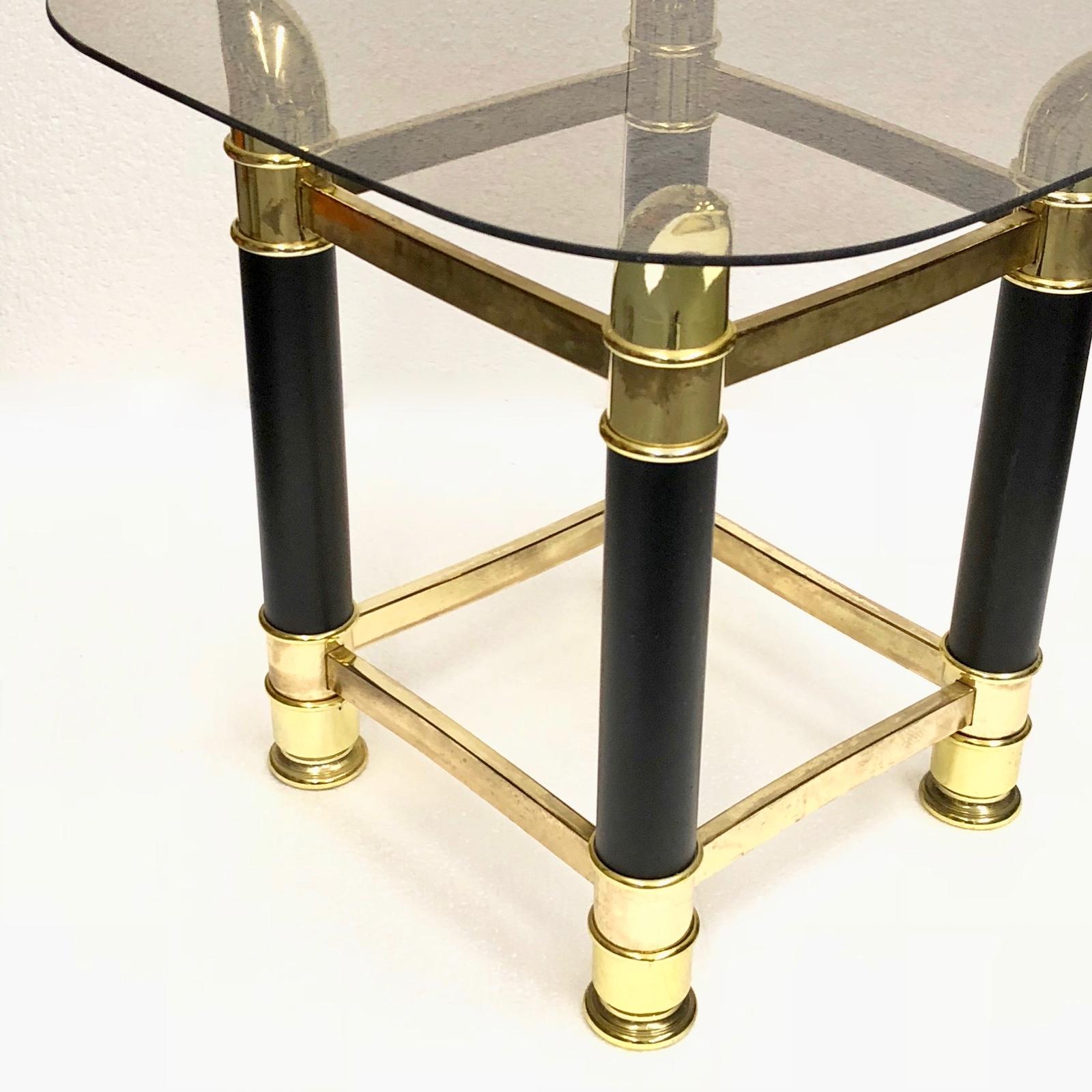Modern Italian Midcentury Brass and Glass Side Table, 1970s For Sale