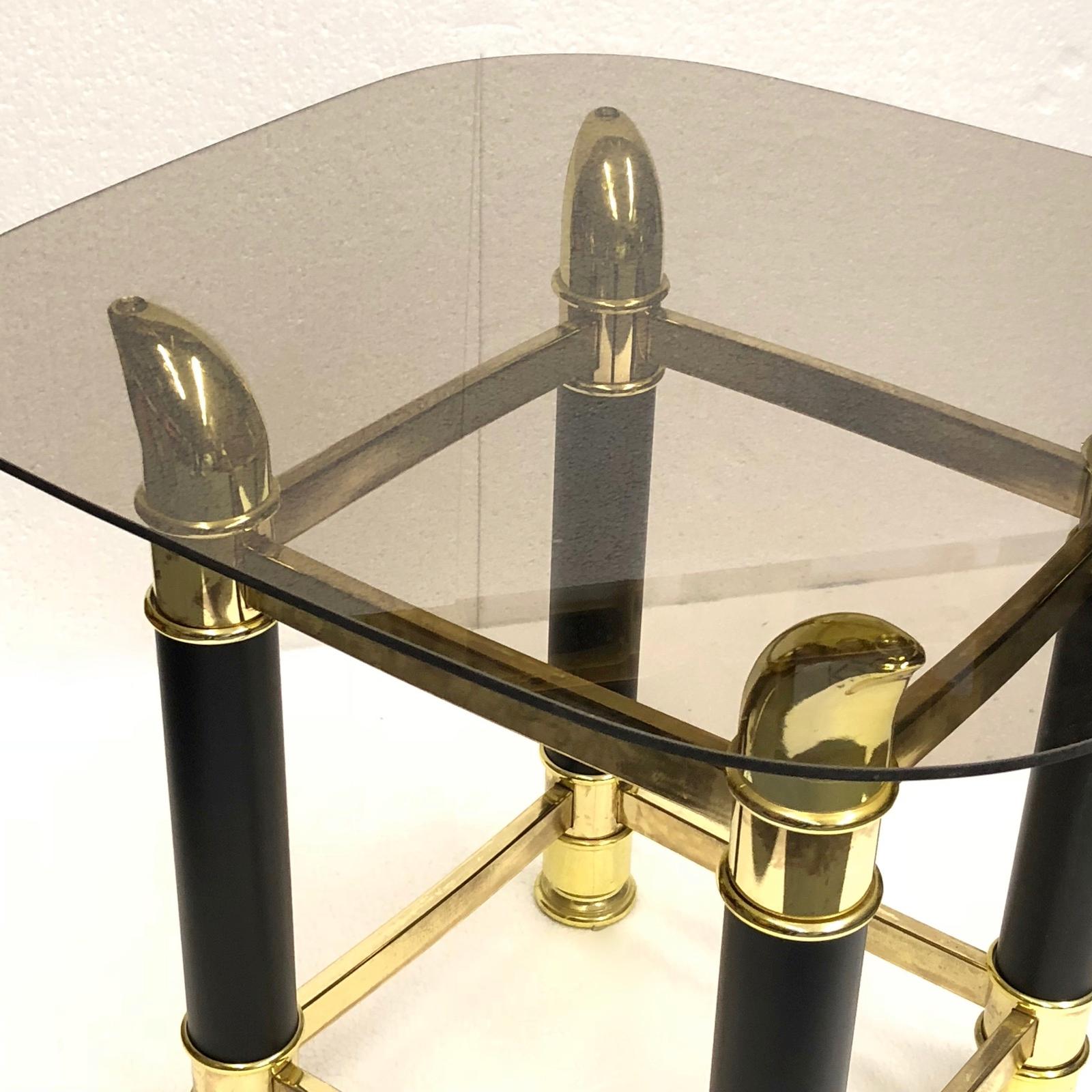 Italian Midcentury Brass and Glass Side Table, 1970s In Good Condition For Sale In Nuernberg, DE