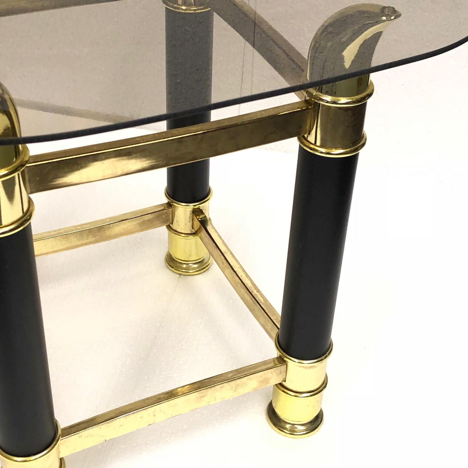 Italian Midcentury Brass and Glass Side Table, 1970s For Sale 2