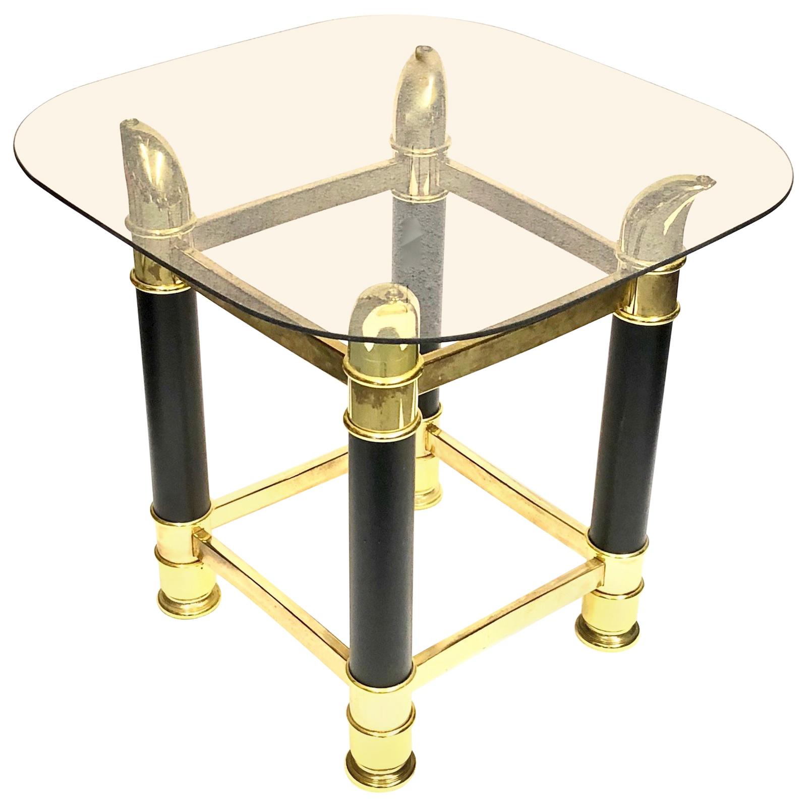 Italian Midcentury Brass and Glass Side Table, 1970s