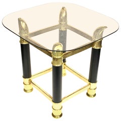 Vintage Italian Midcentury Brass and Glass Side Table, 1970s