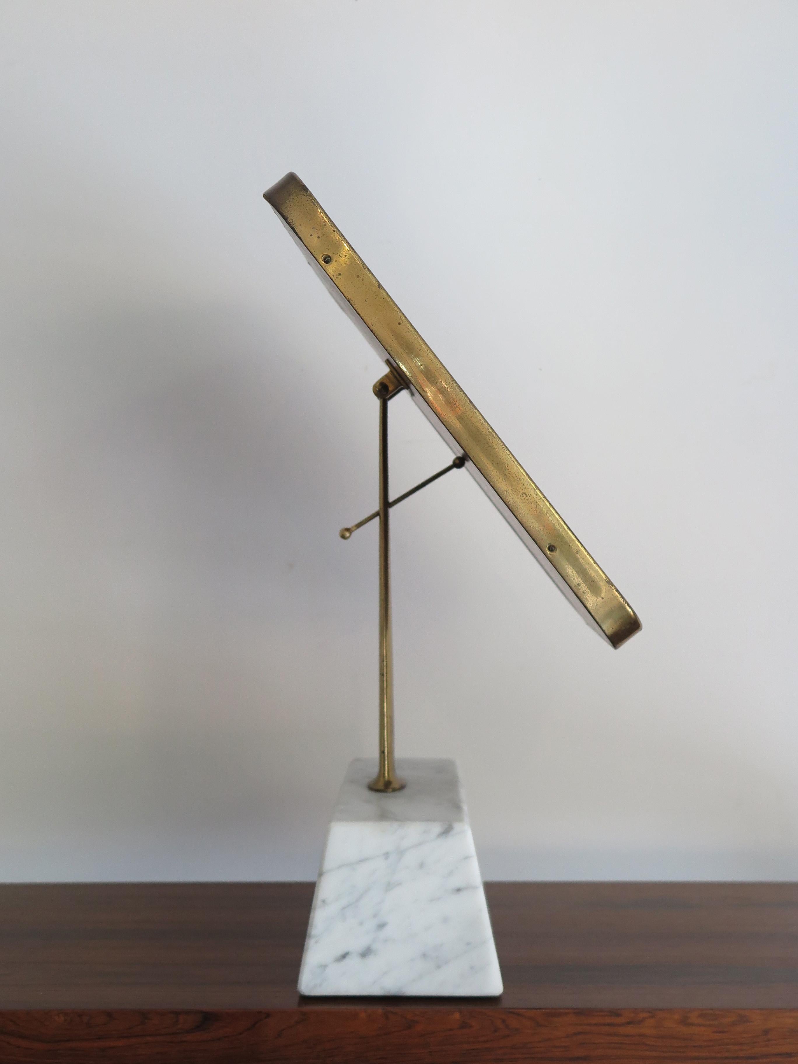 Mid-20th Century Italian Midcentury Brass and Marble Table Mirror, 1950s For Sale
