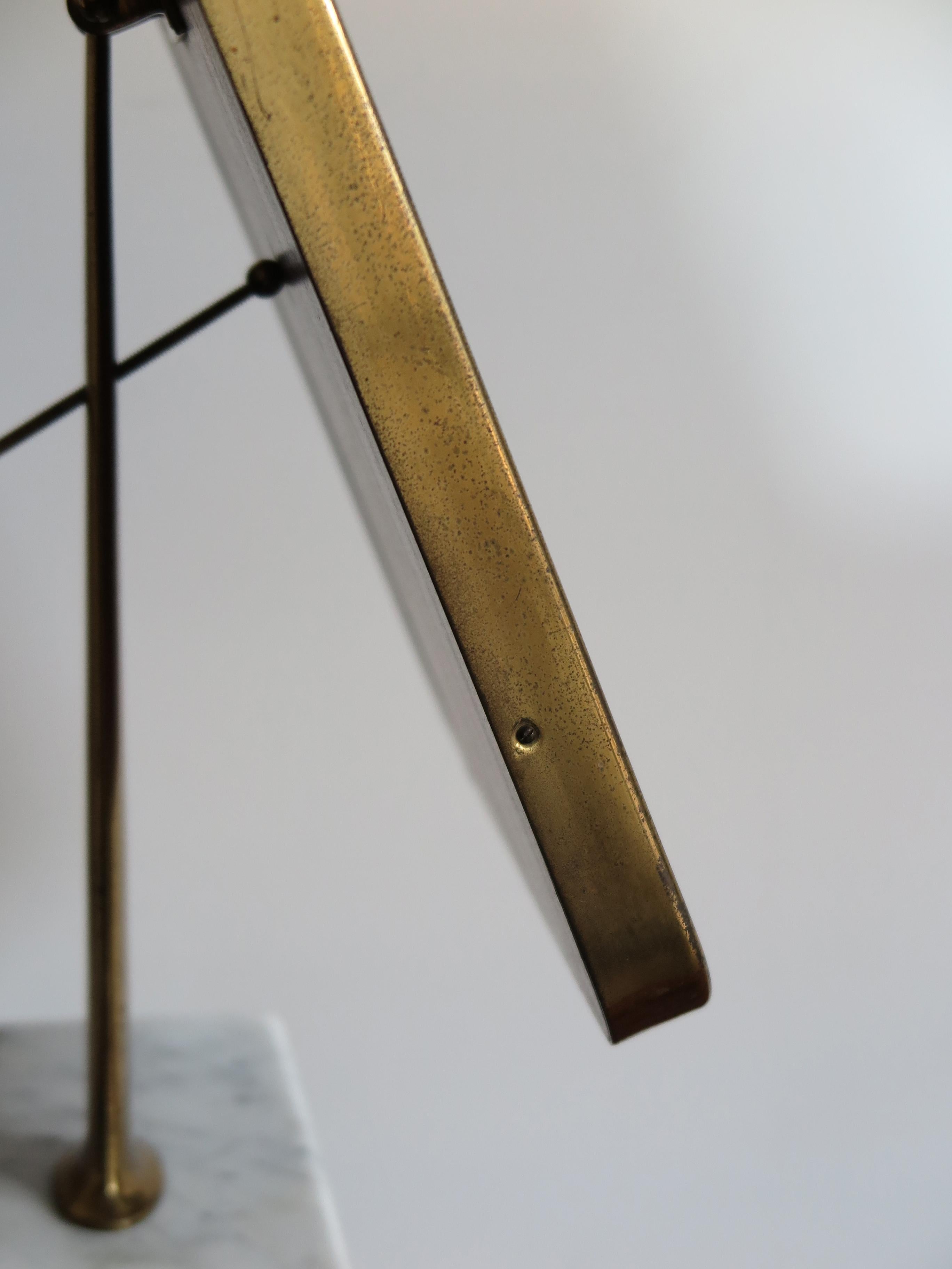 Italian Midcentury Brass and Marble Table Mirror, 1950s For Sale 3
