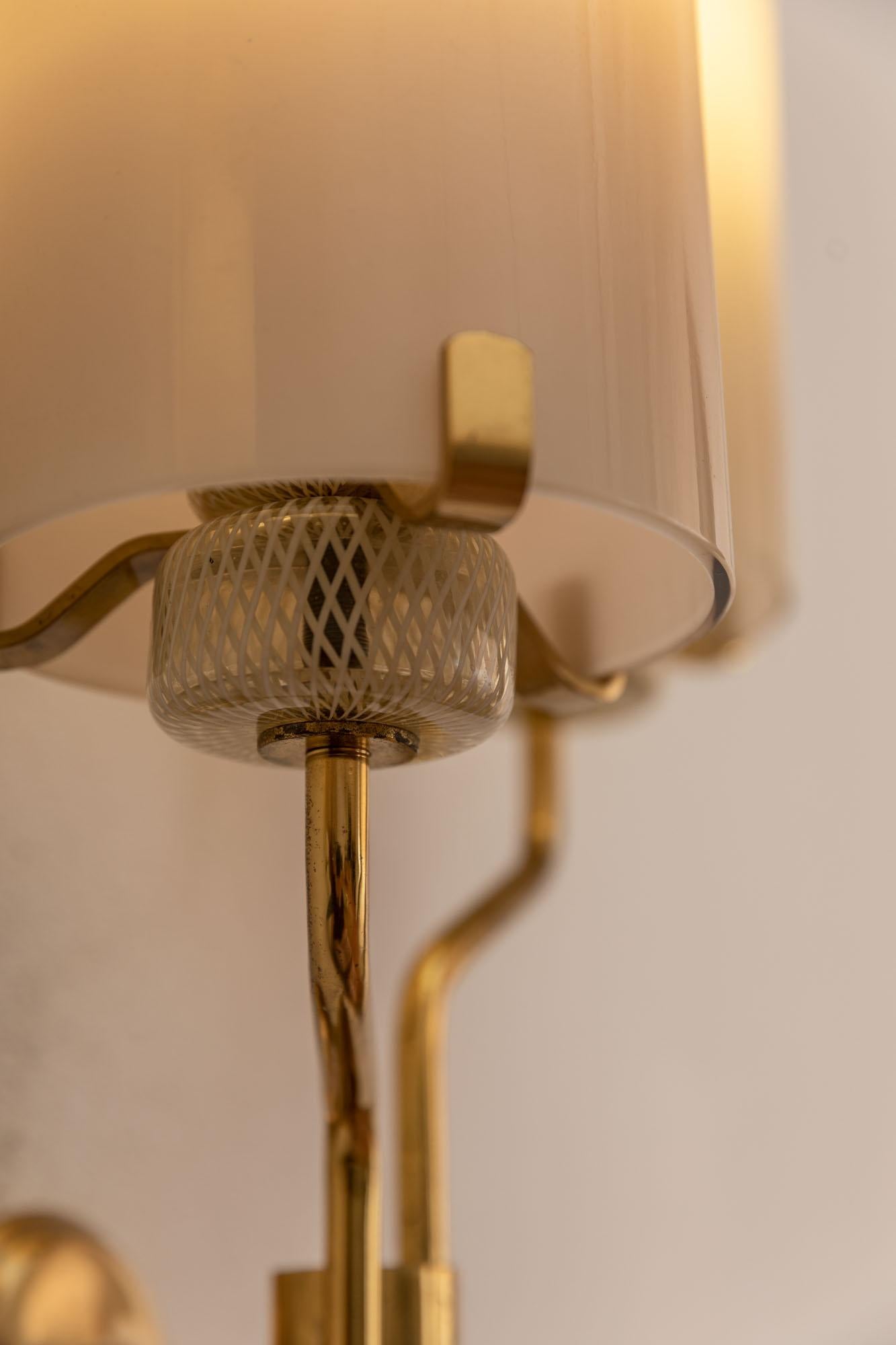 Italian Midcentury Brass and Murano Glass Wall Lights 7
