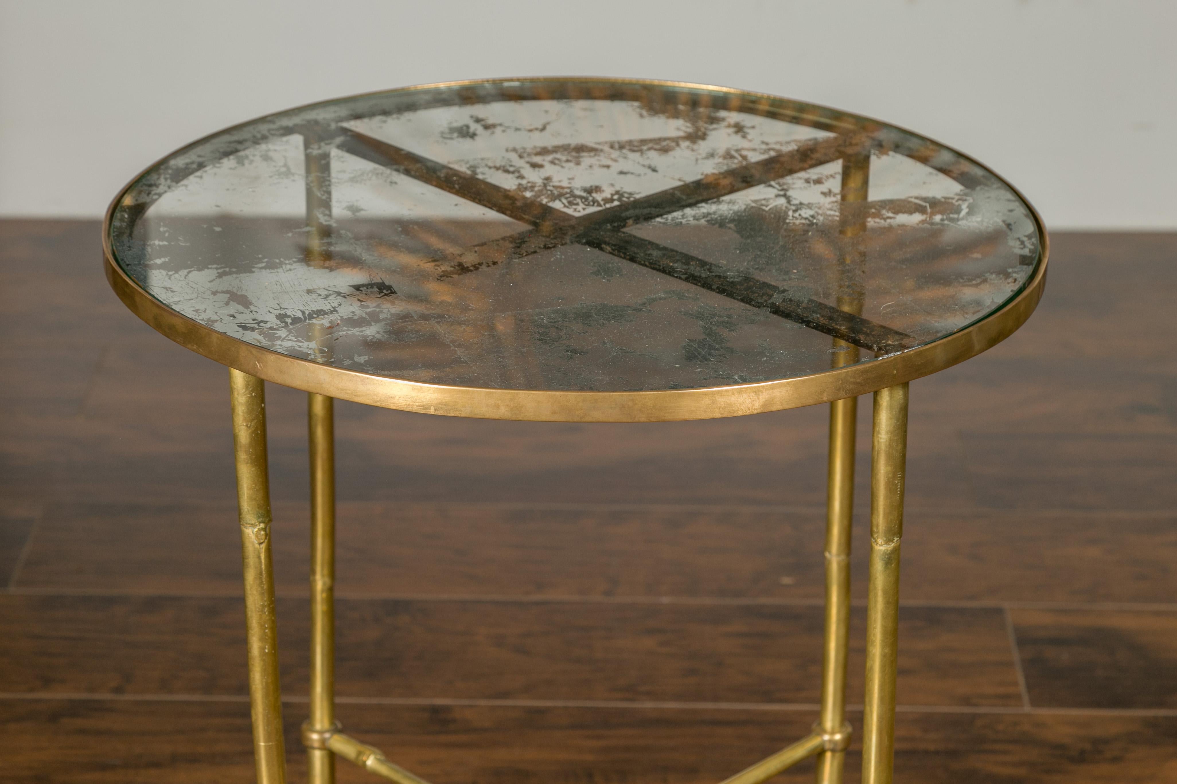 bamboo side table with glass top