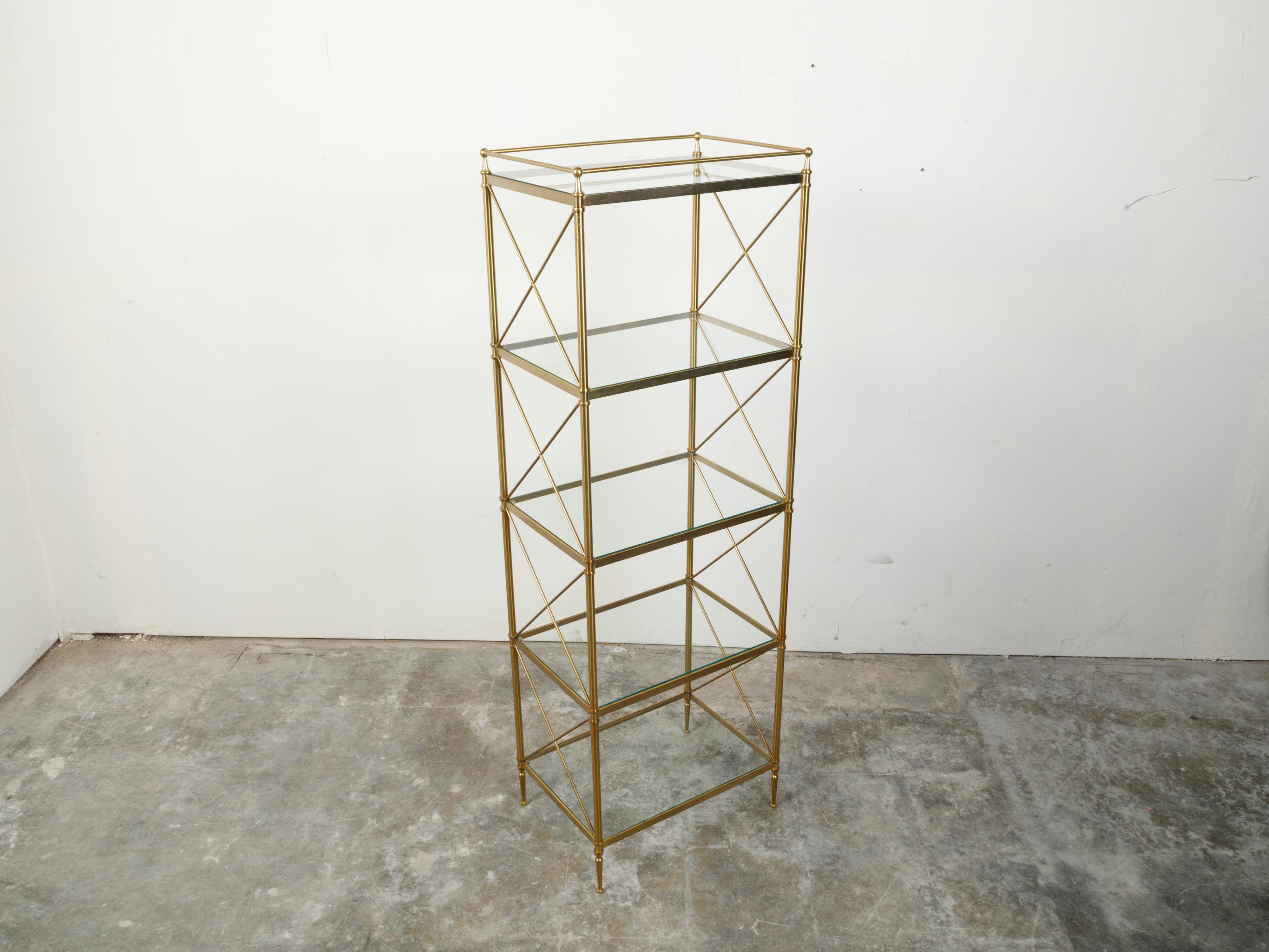 vintage brass and glass shelves