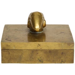 Italian Midcentury Brass Box with Ram's Head