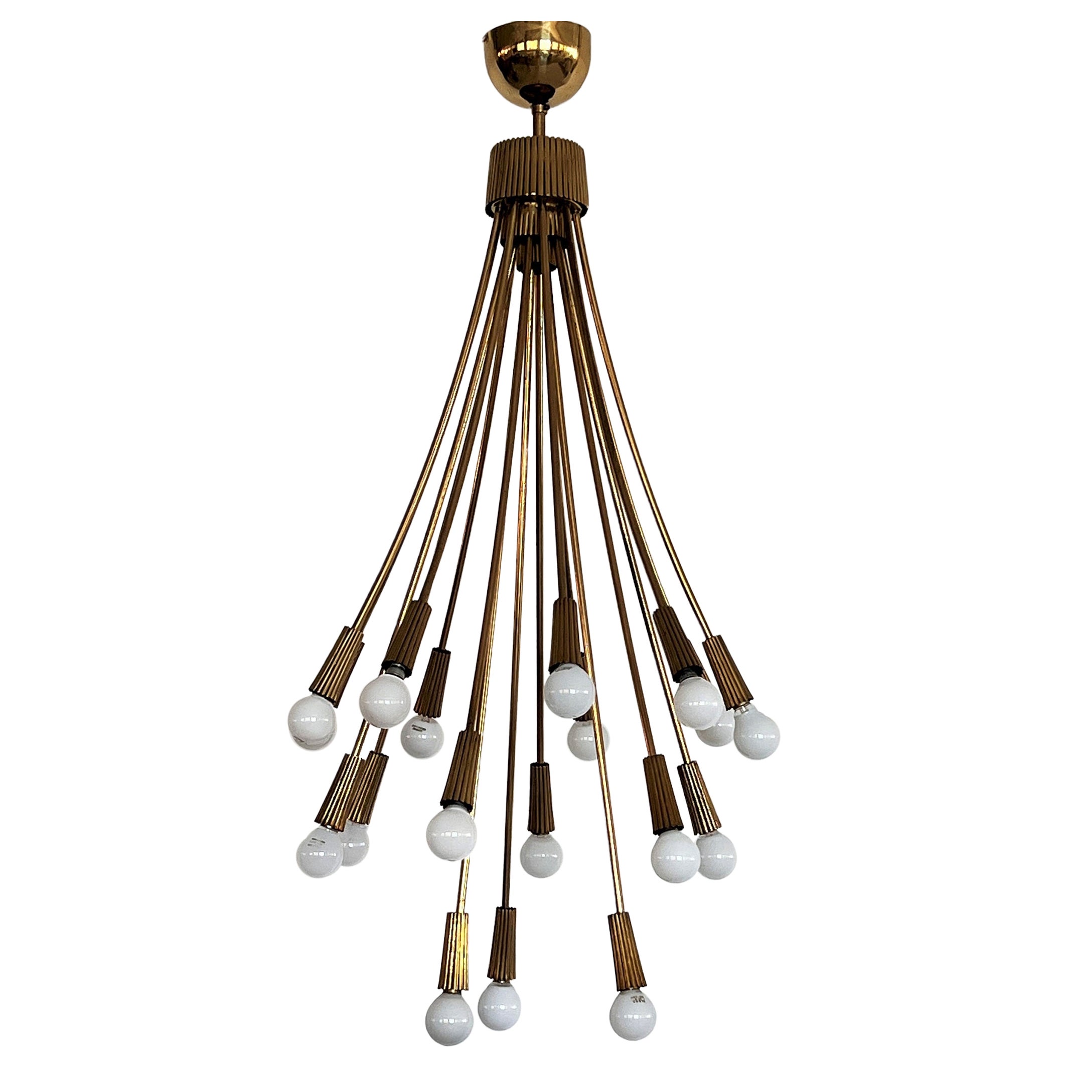 Lustre italien en laiton du milieu du siècle  1970s