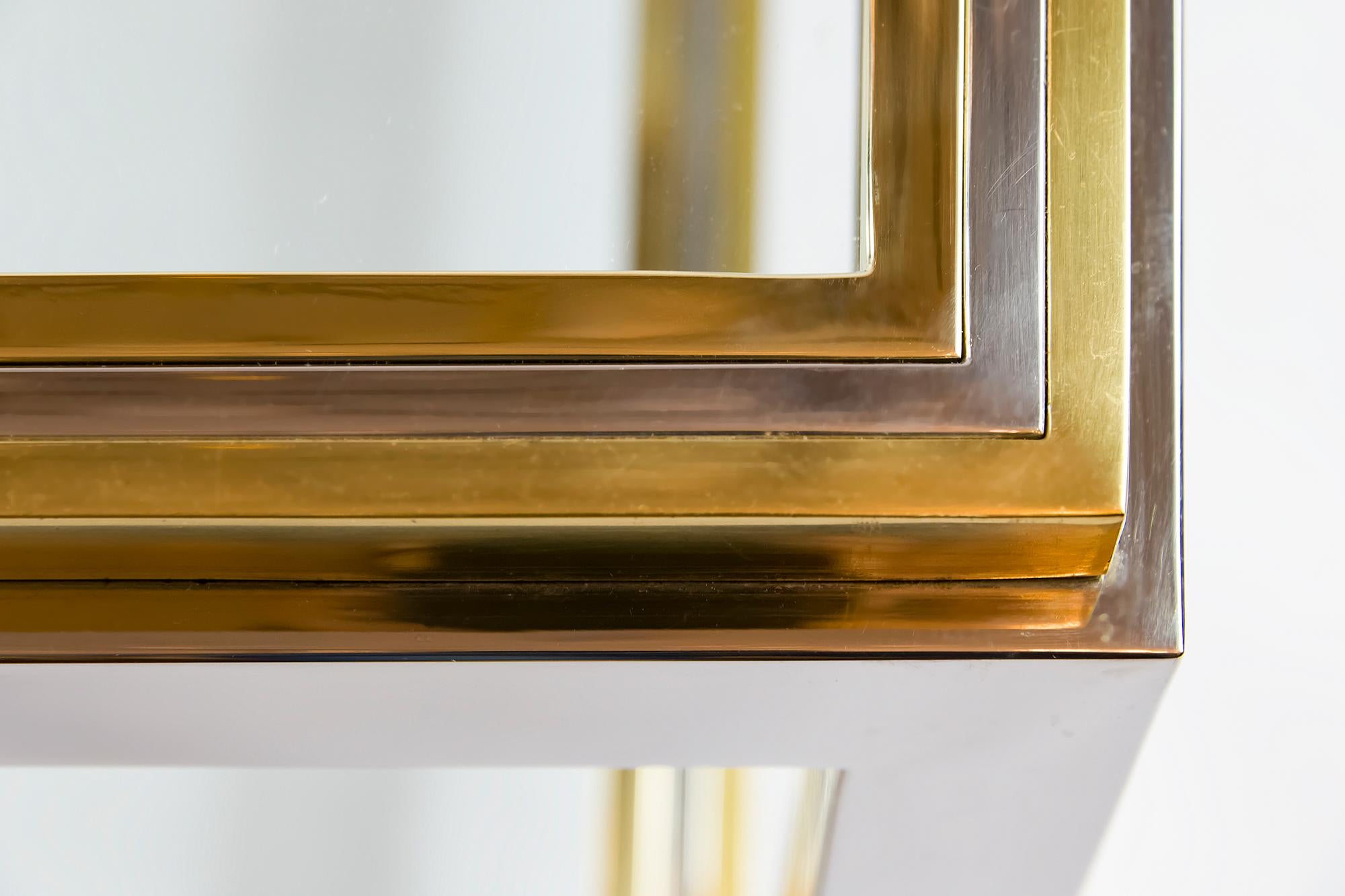 Italian Midcentury Brass, Chrome and Glass Coffee Table, Willy Rizzo, circa 1960 In Good Condition In Vilnius, LT