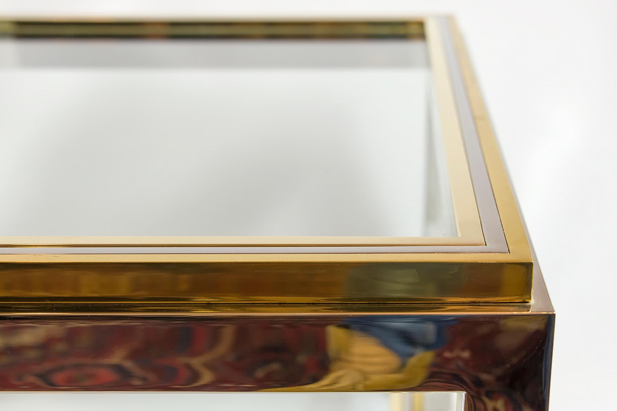 20th Century Italian Midcentury Brass, Chrome and Glass Coffee Table, Willy Rizzo, circa 1960