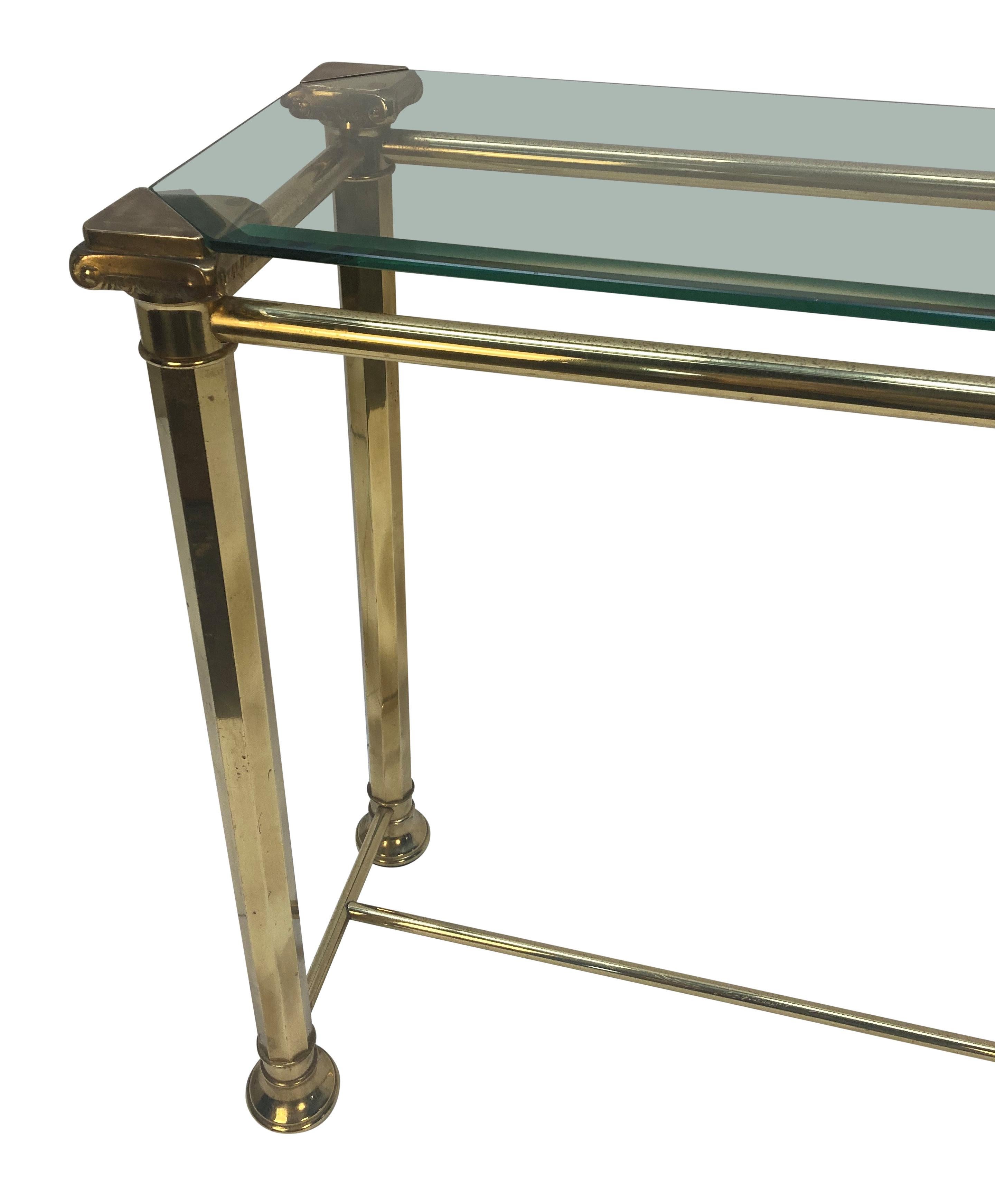 Italian Midcentury Brass Console Table In Good Condition For Sale In Kent, Dover