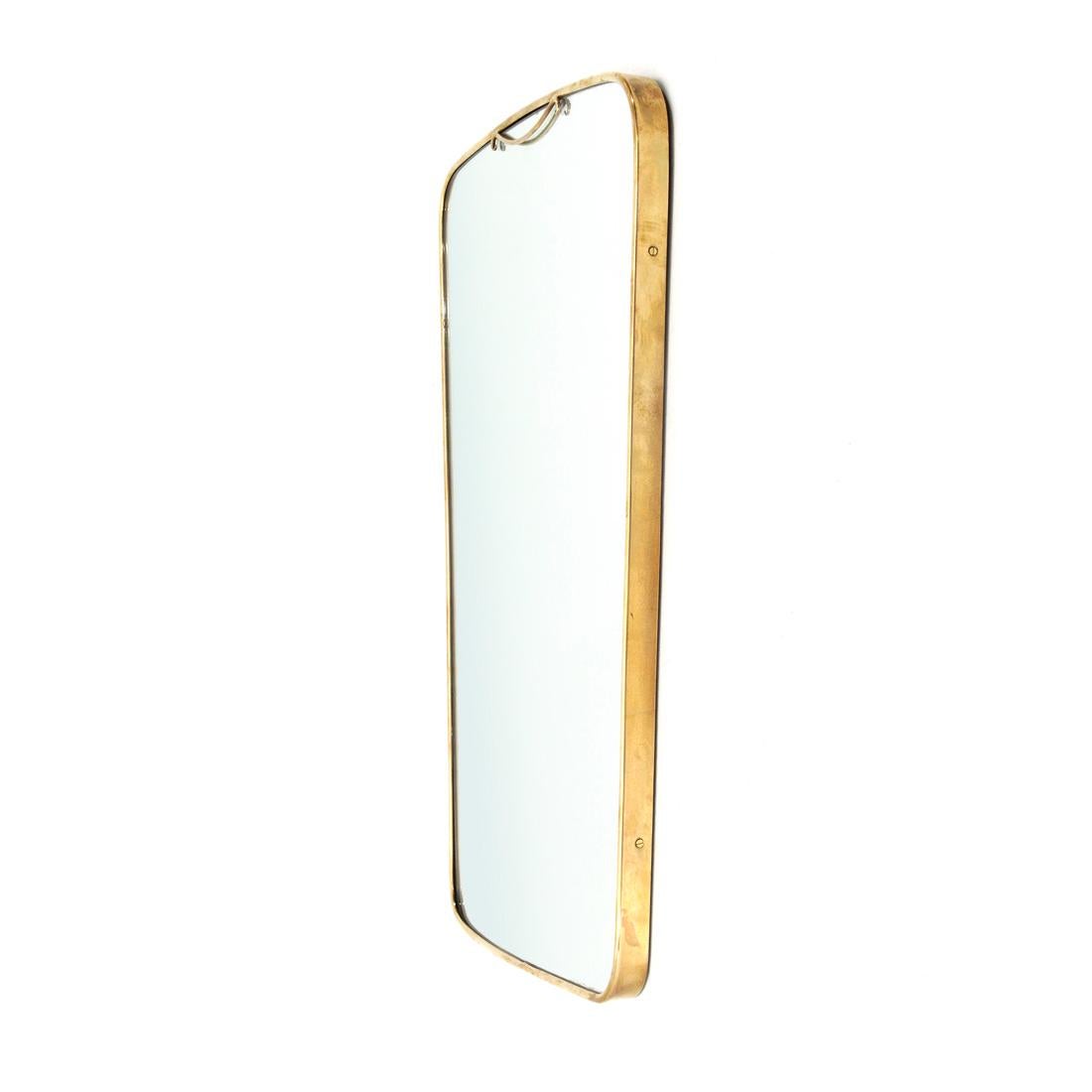 Italian Midcentury Brass Frame Mirror, 1950s In Good Condition In Savona, IT
