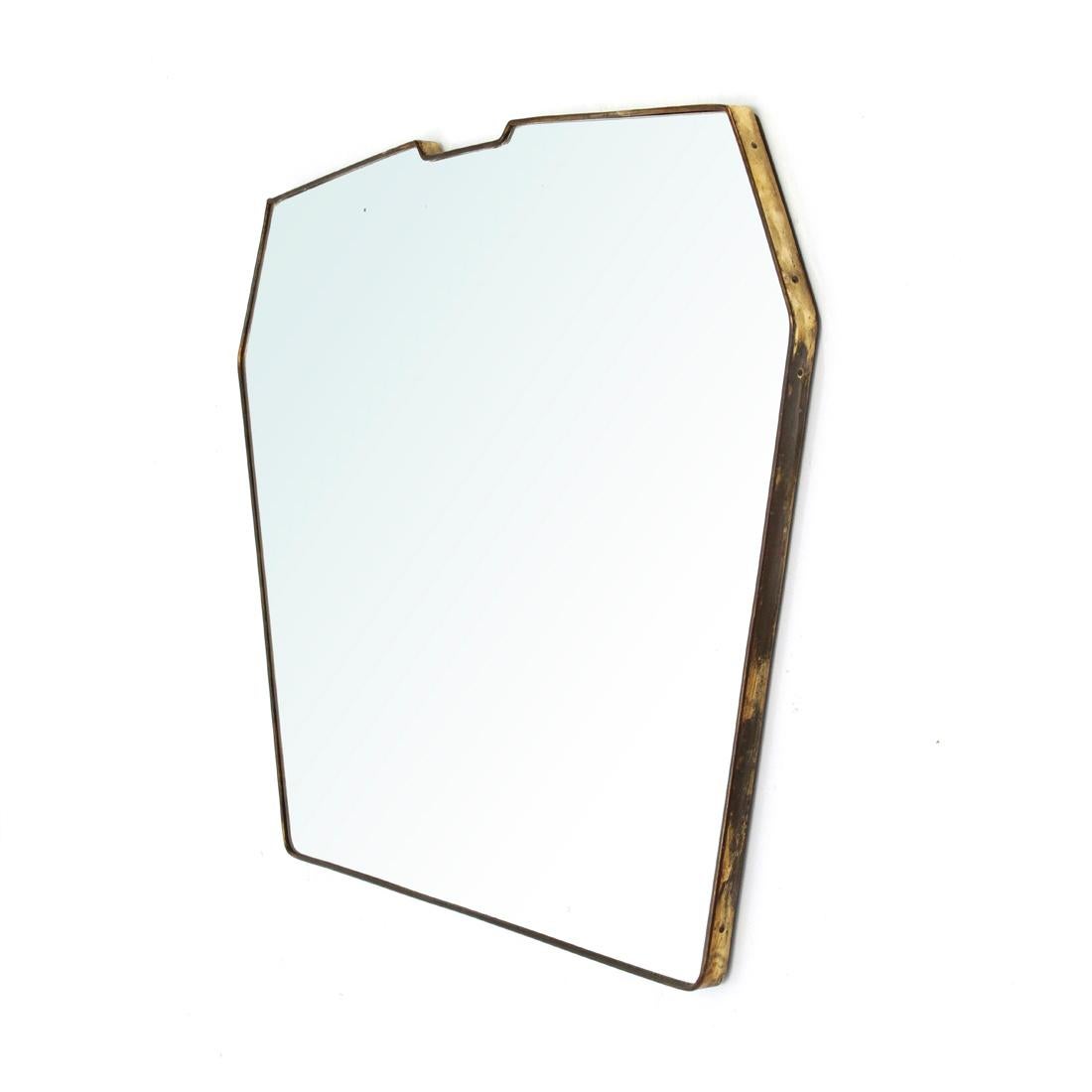Italian Midcentury Brass Frame Mirror, 1950s 3