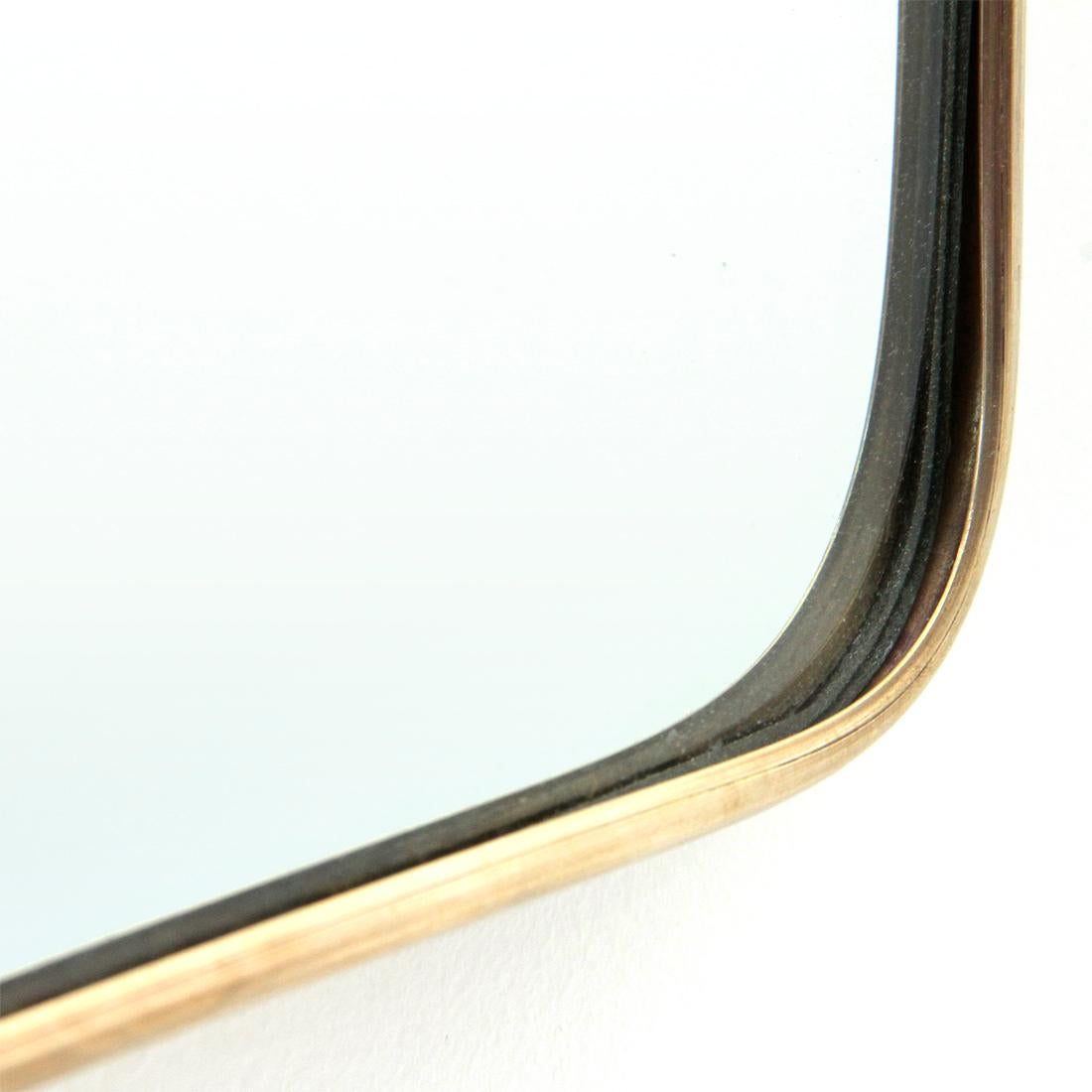 Italian Midcentury Brass Frame Mirror, 1950s 2