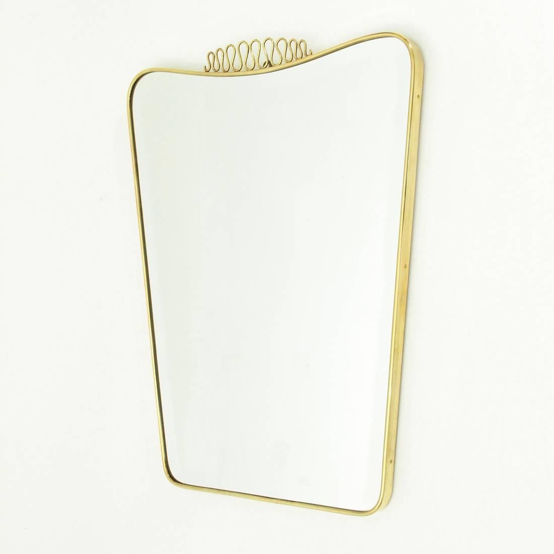 Mid-20th Century Italian Midcentury Brass Frame Mirror, 1950s