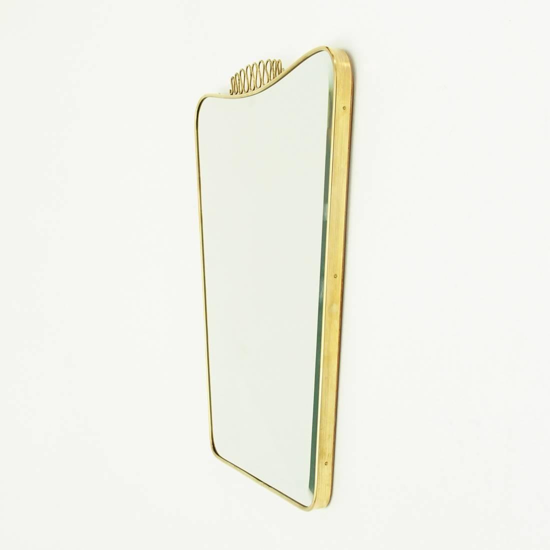 Italian Midcentury Brass Frame Mirror, 1950s 1