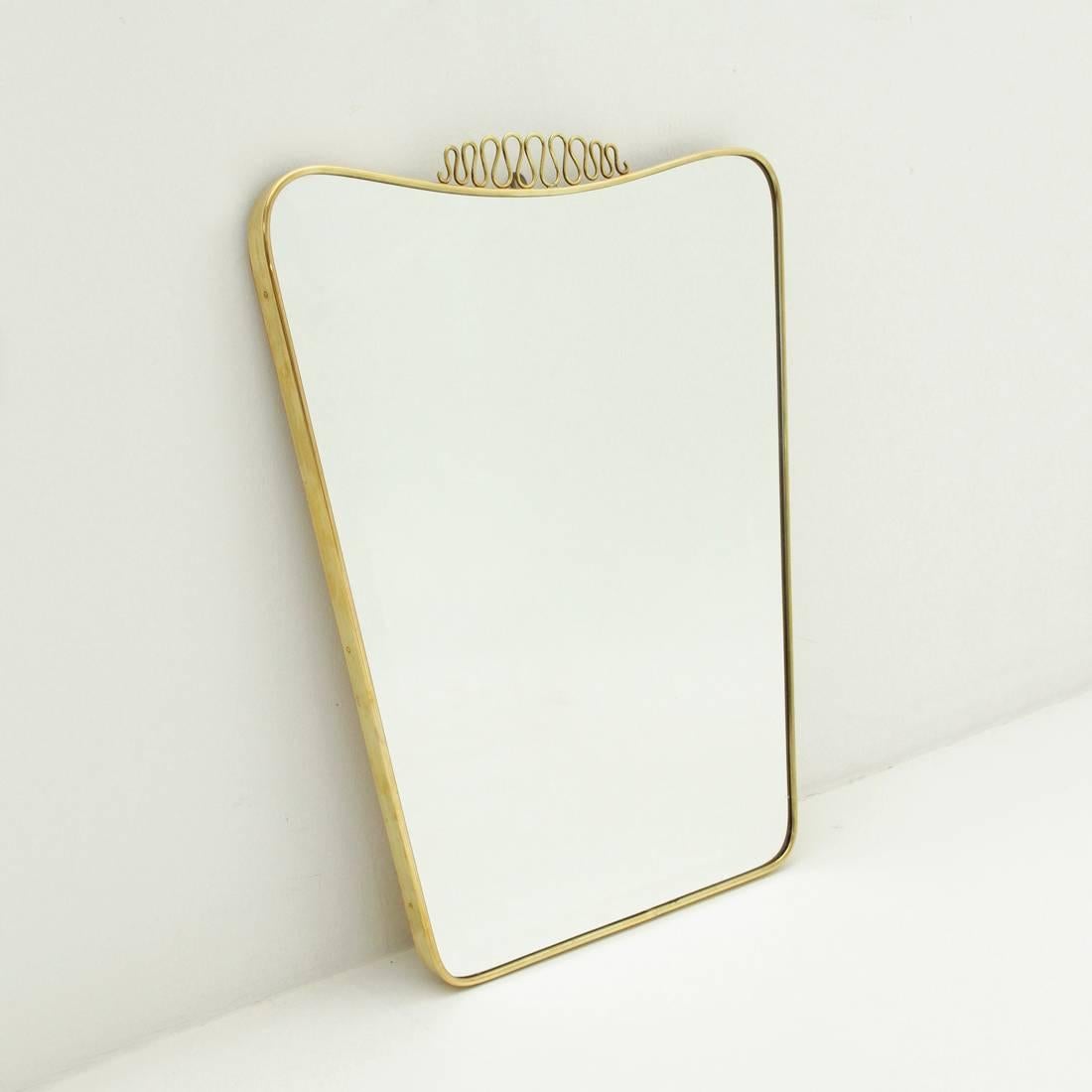 Italian Midcentury Brass Frame Mirror, 1950s 2