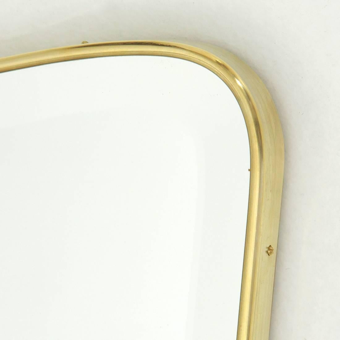 Italian Midcentury Brass Frame Mirror, 1950s 4