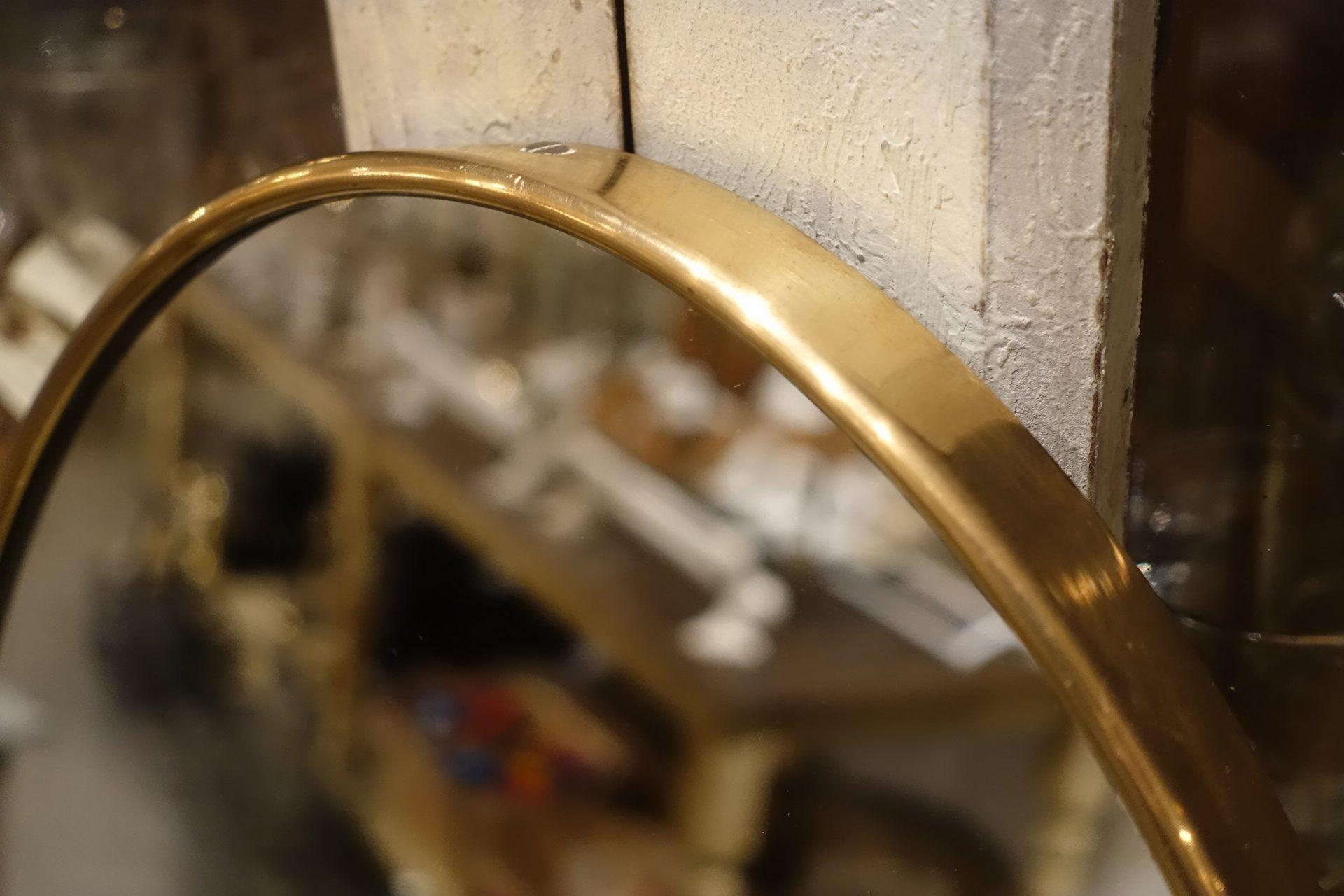 Italian Midcentury Brass Mirror In Good Condition In Copenhagen K, DK
