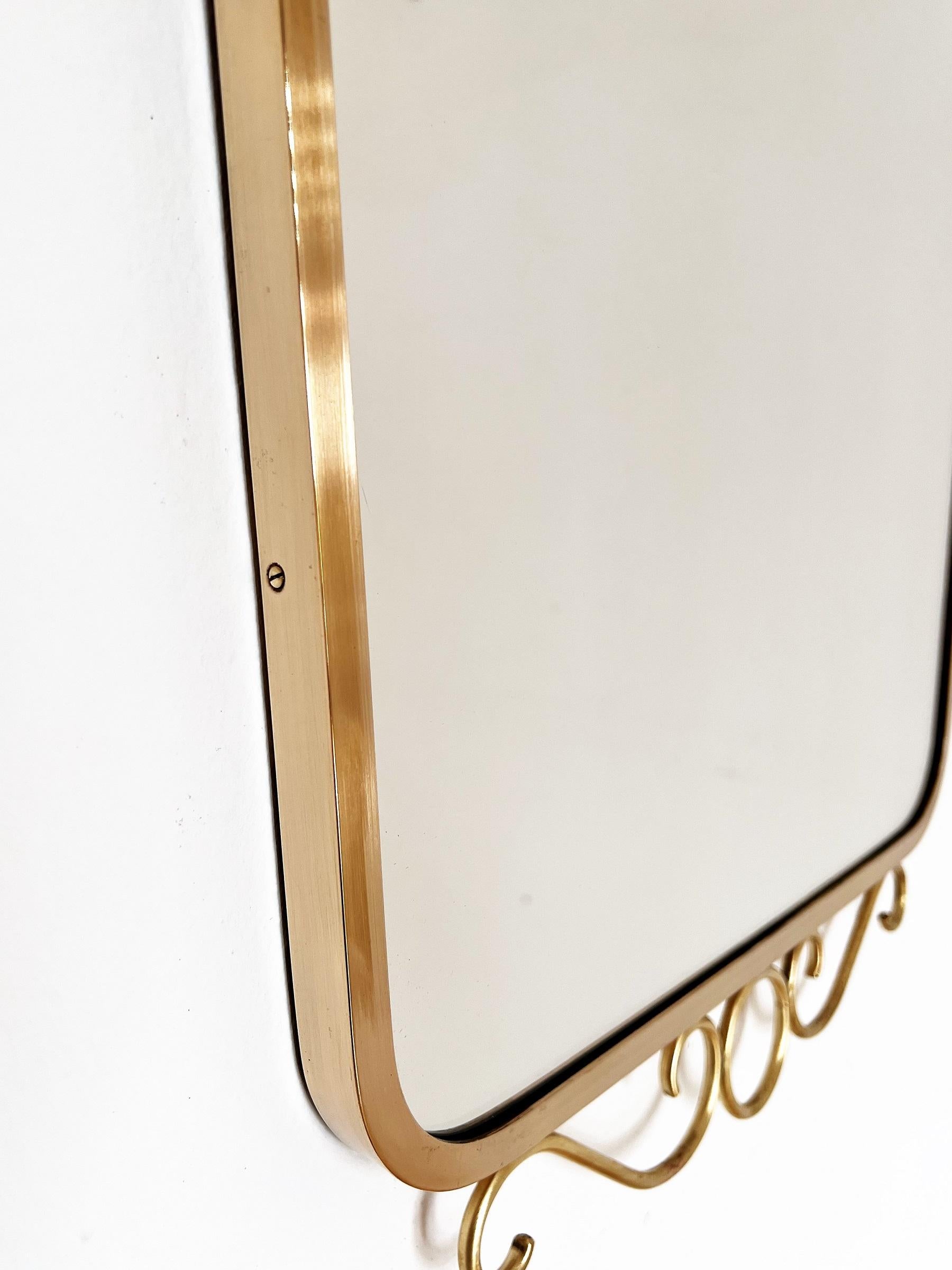 Italian Mid-Century Crystal and Brass Mirror with Decoration, 1950s 8
