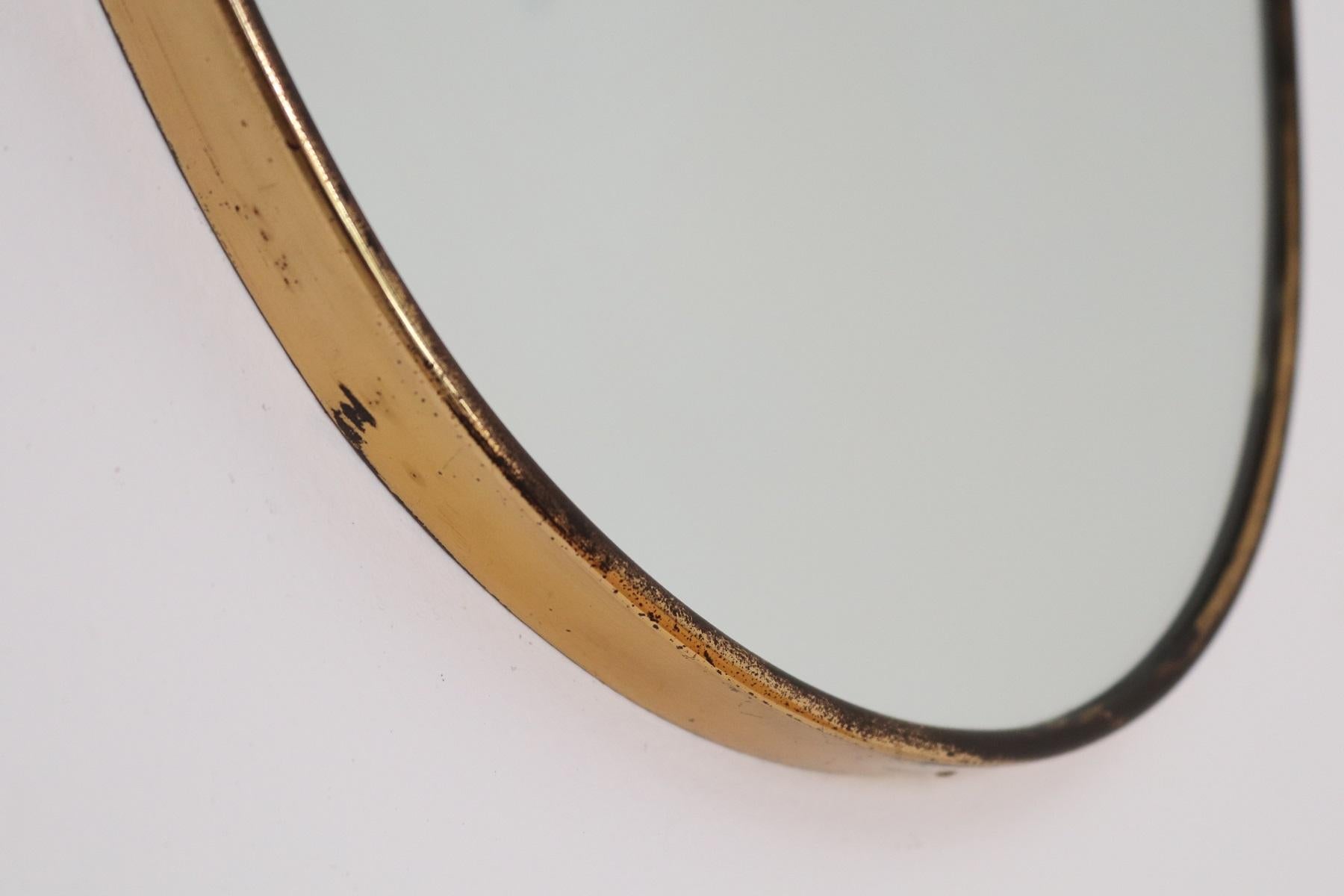 Italian Midcentury Brass Mirror with Decoration in the Style of Gio Ponti, 1950s 2