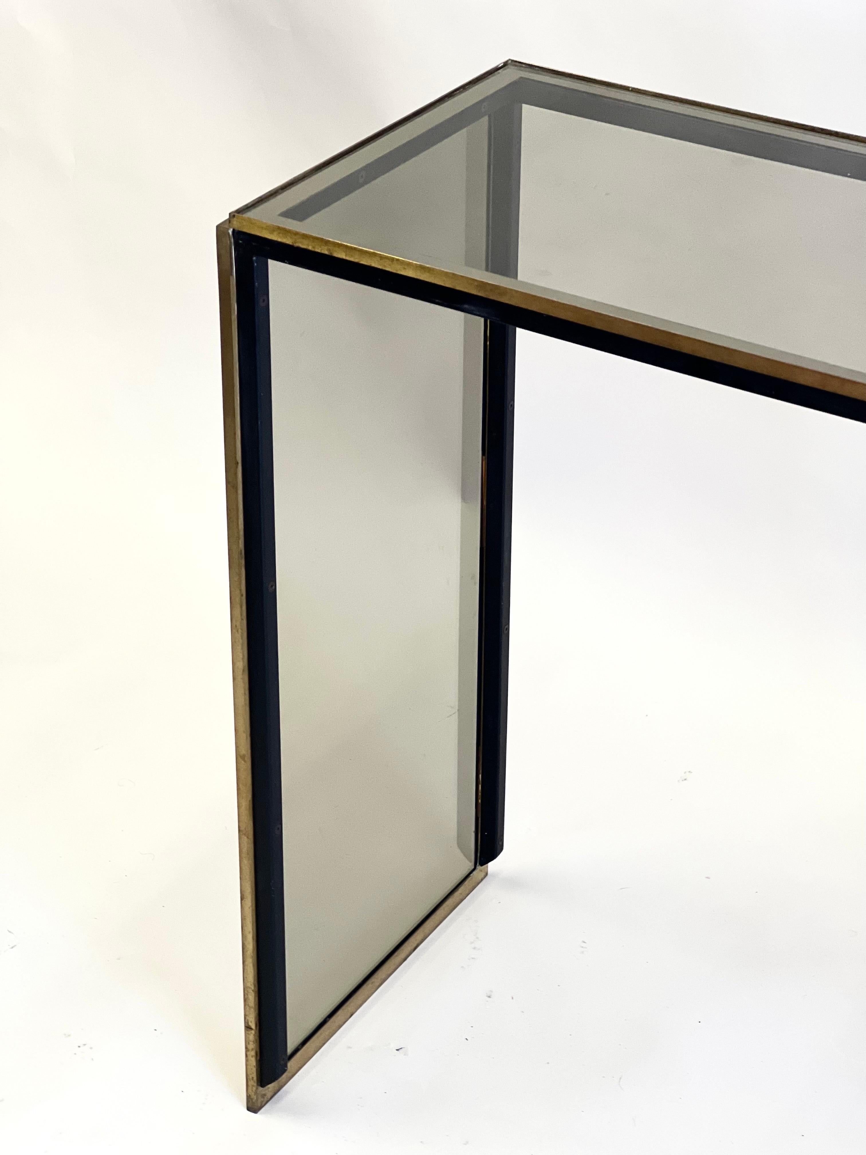 Italian Mid-Century Brass, Nickel and Glass Console or Writing Table, Romeo Rega For Sale 6