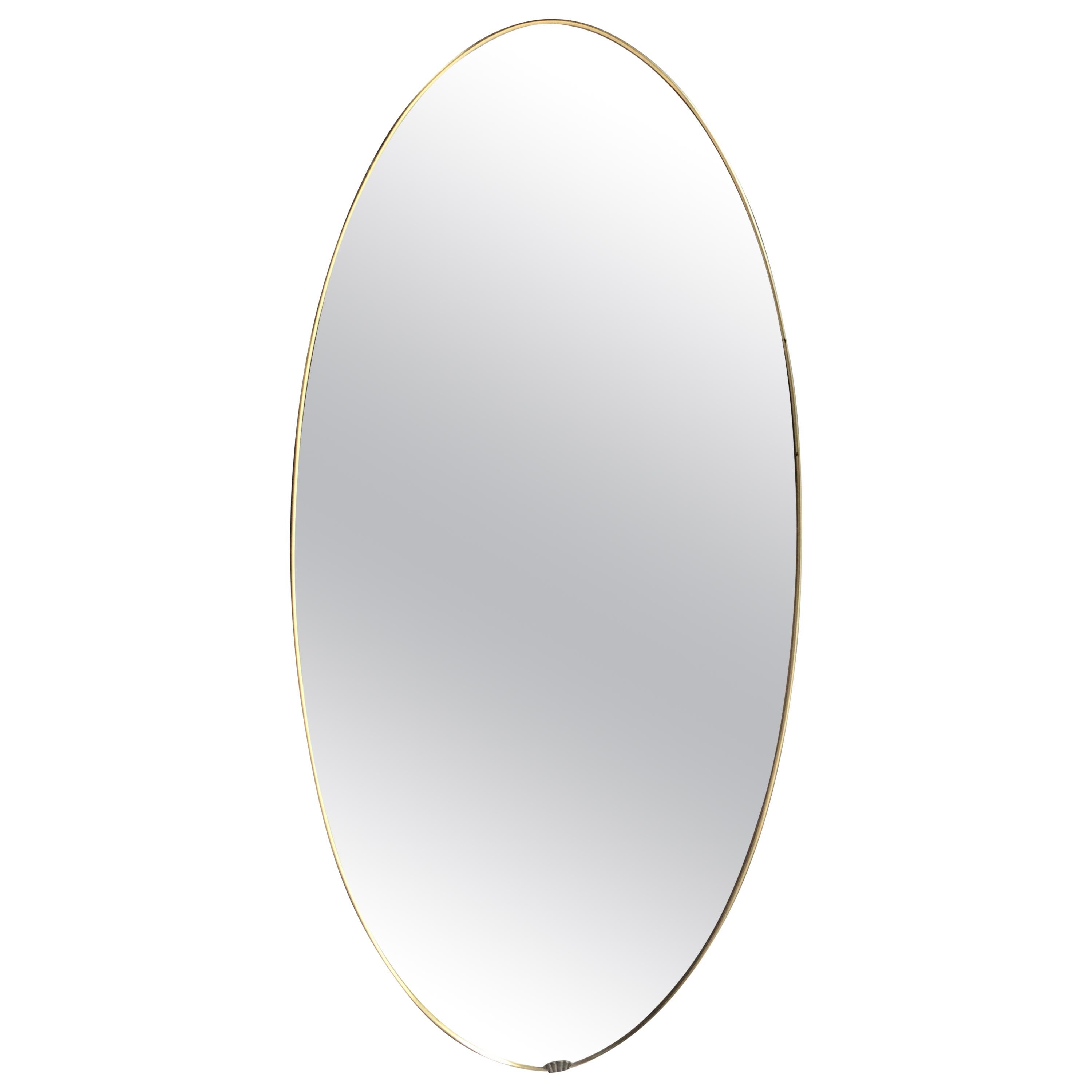 Italian Midcentury Brass Oval Mirror, 1950s