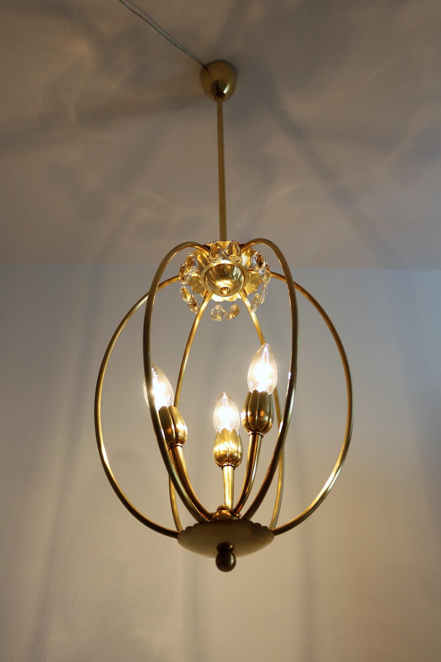 Italian Midcentury Brass Pendant Lamp in Minimal Design, 1950s 5
