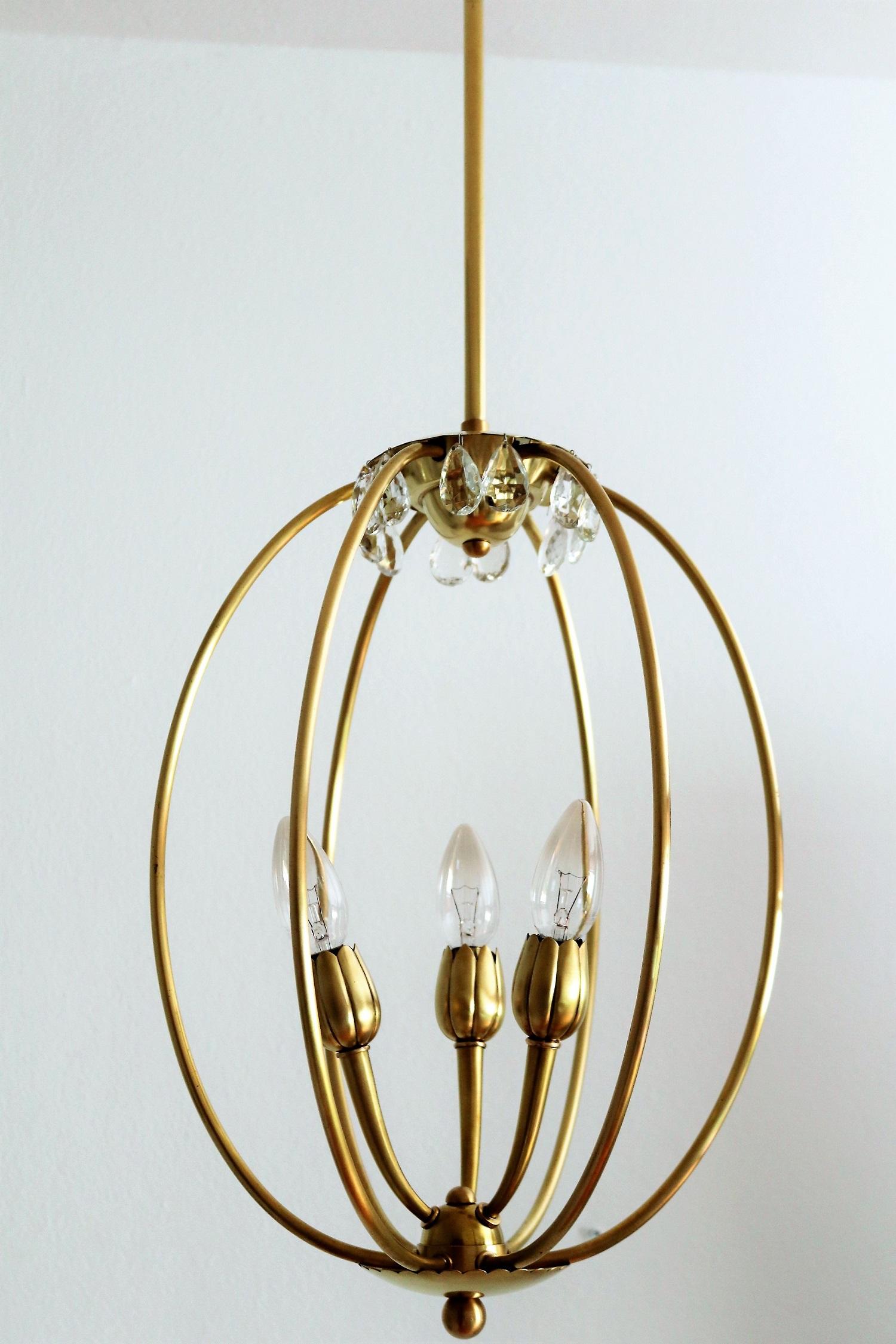 Italian Midcentury Brass Pendant Lamp in Minimal Design, 1950s 6