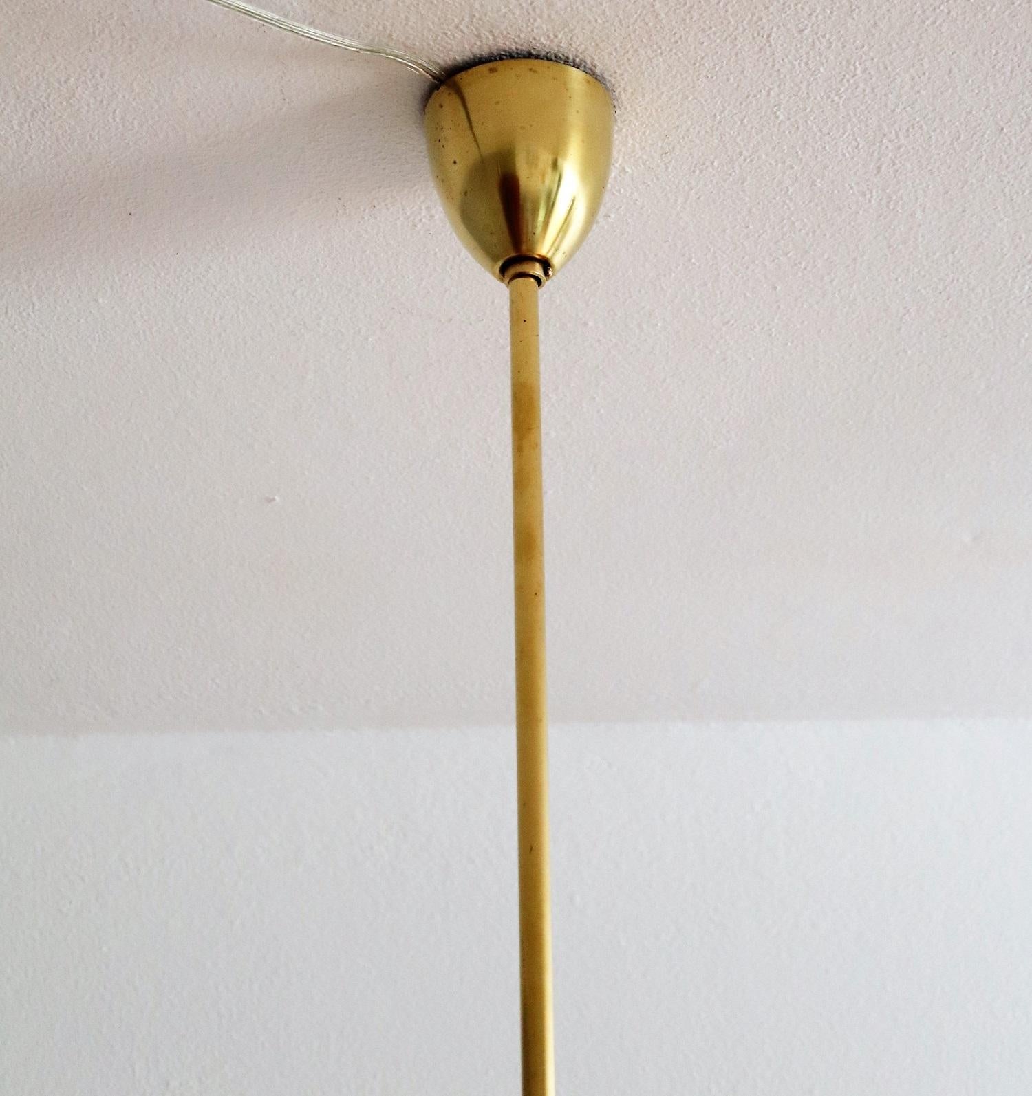 Italian Midcentury Brass Pendant Lamp in Minimal Design, 1950s 8