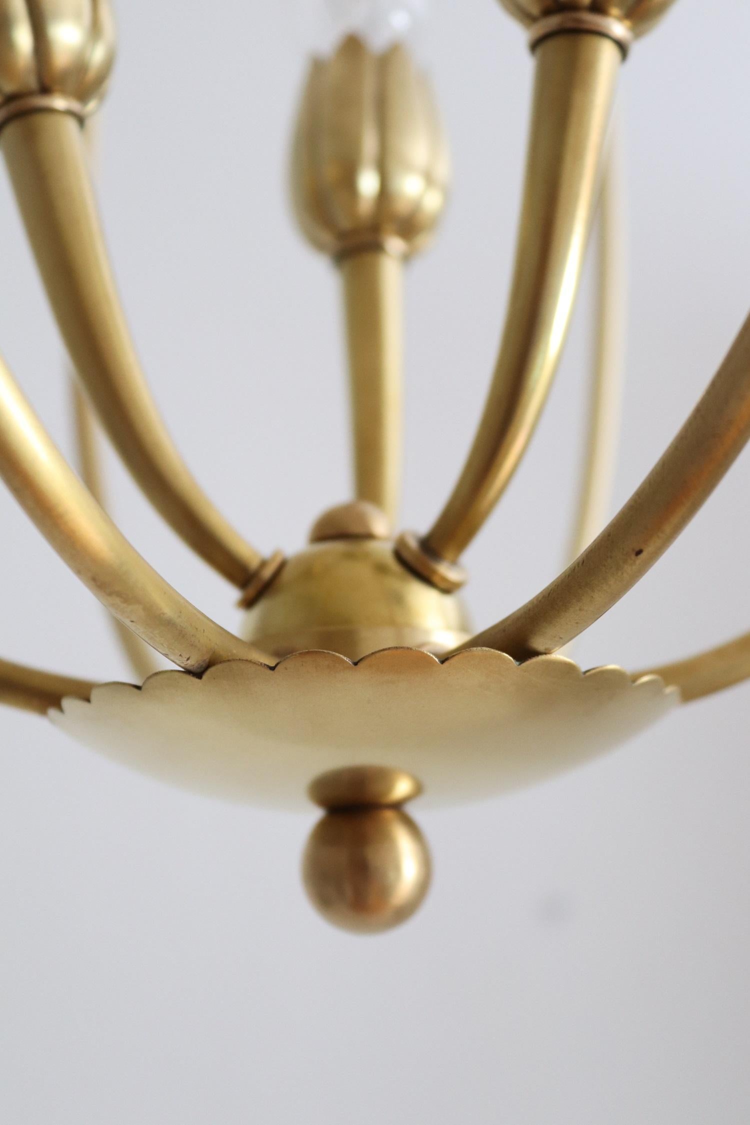 Italian Midcentury Brass Pendant Lamp in Minimal Design, 1950s 9