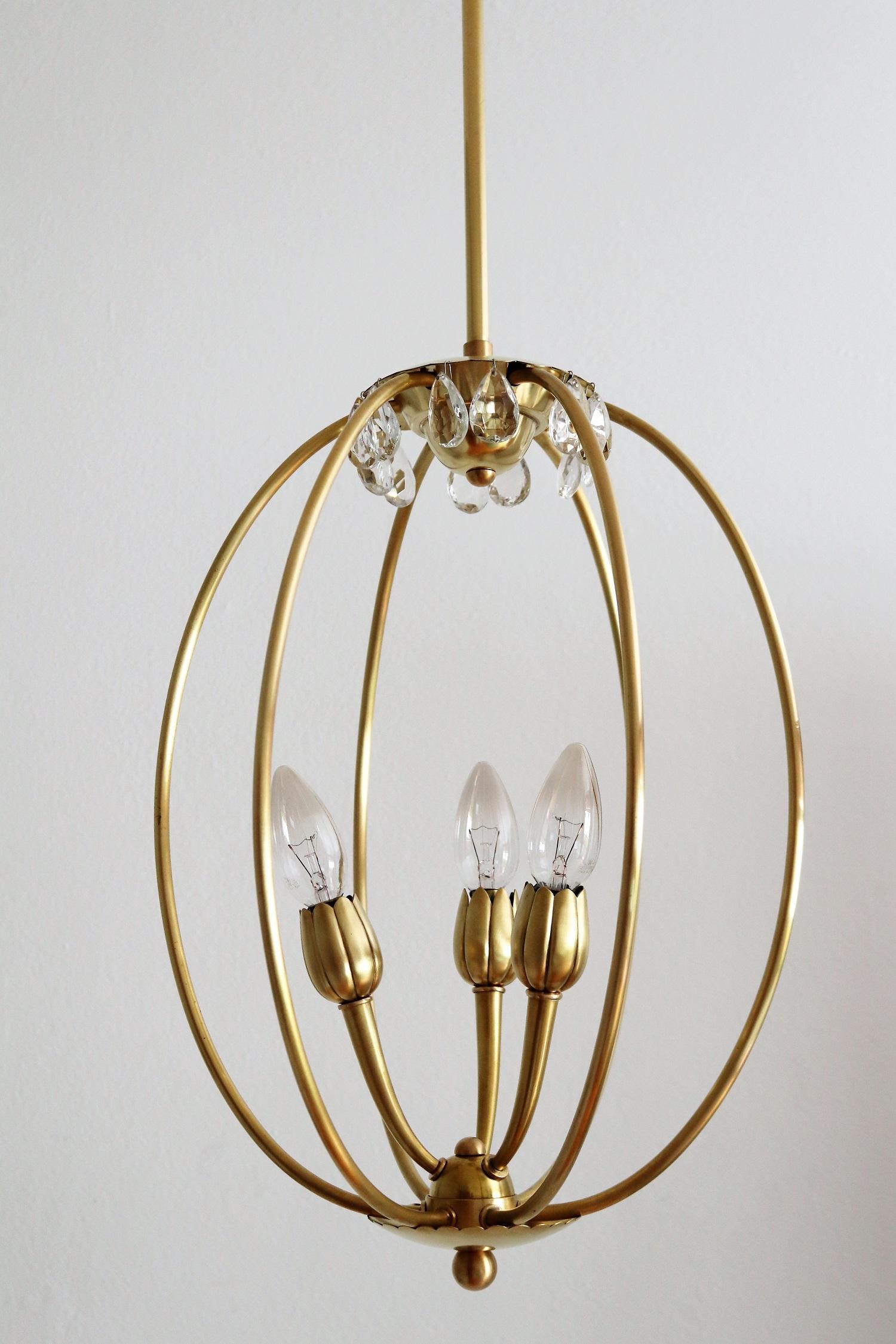 Mid-20th Century Italian Midcentury Brass Pendant Lamp in Minimal Design, 1950s
